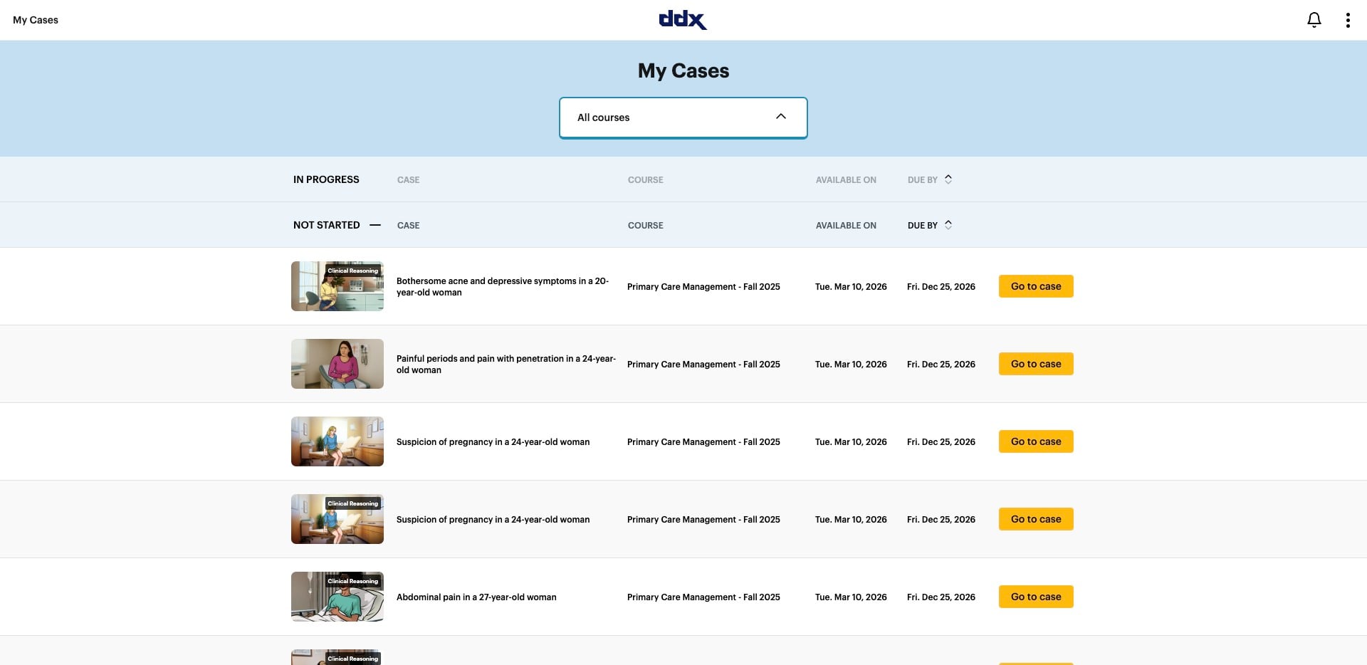 Click on "All courses"