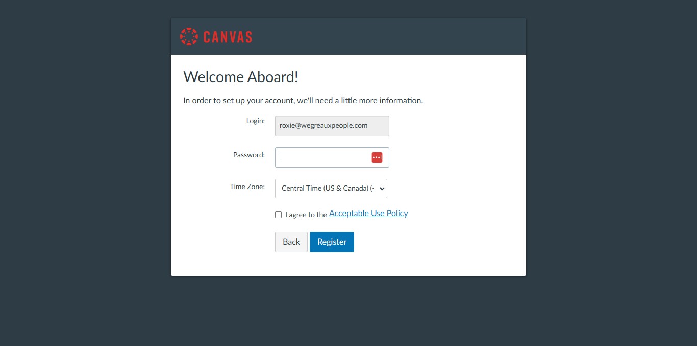 Create your password here.