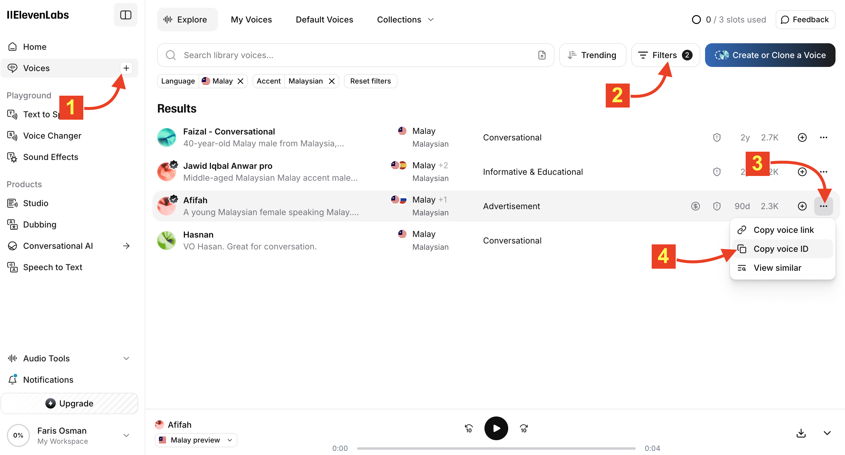 You can also get the Voice ID here