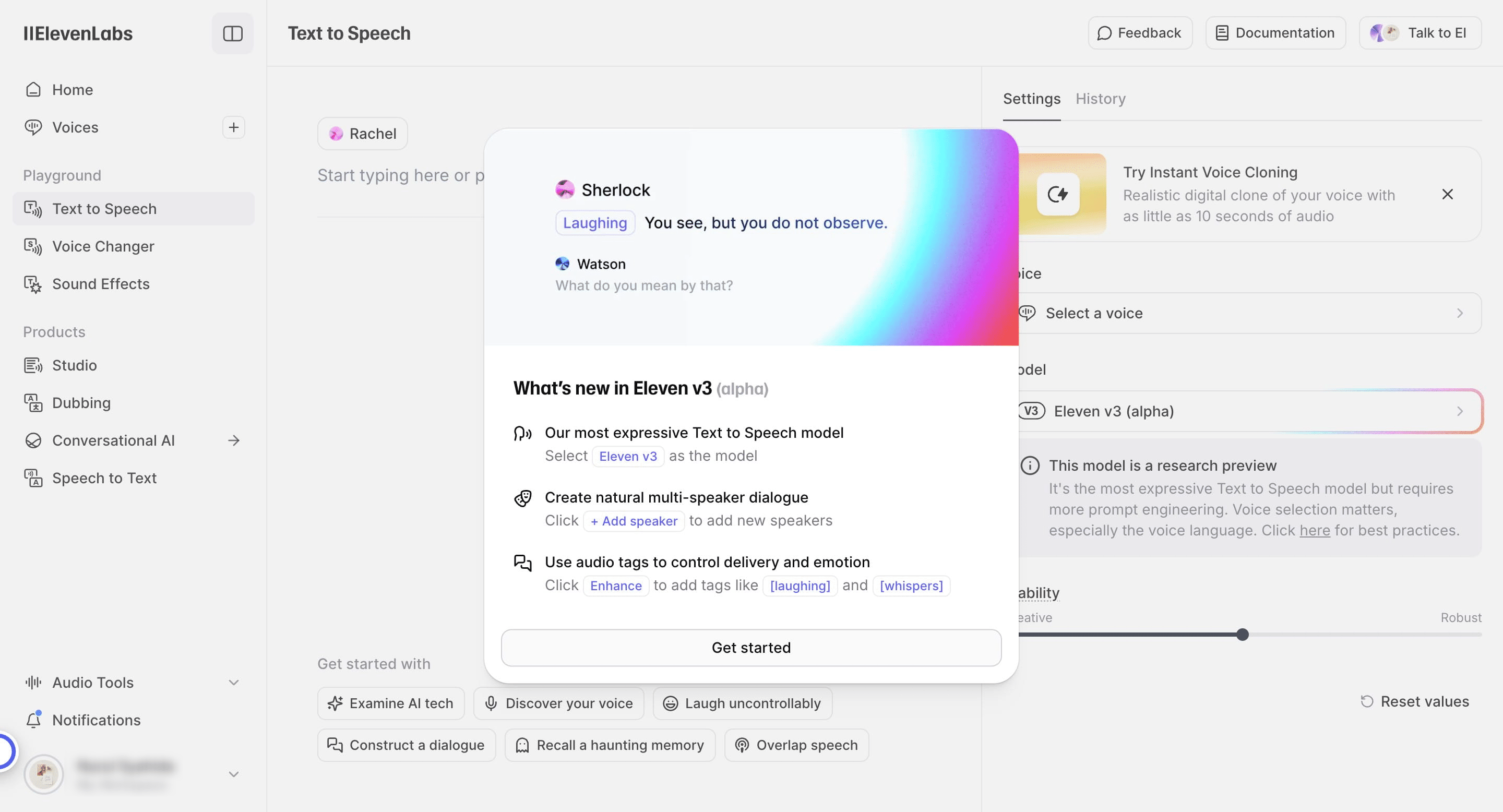 Click on "Get started"