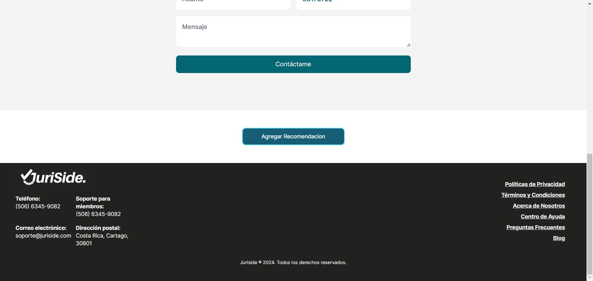 Ingrese al perfil del profesional, y en la parte de abajo, podrá dar click en "Agregar Recomendacion".