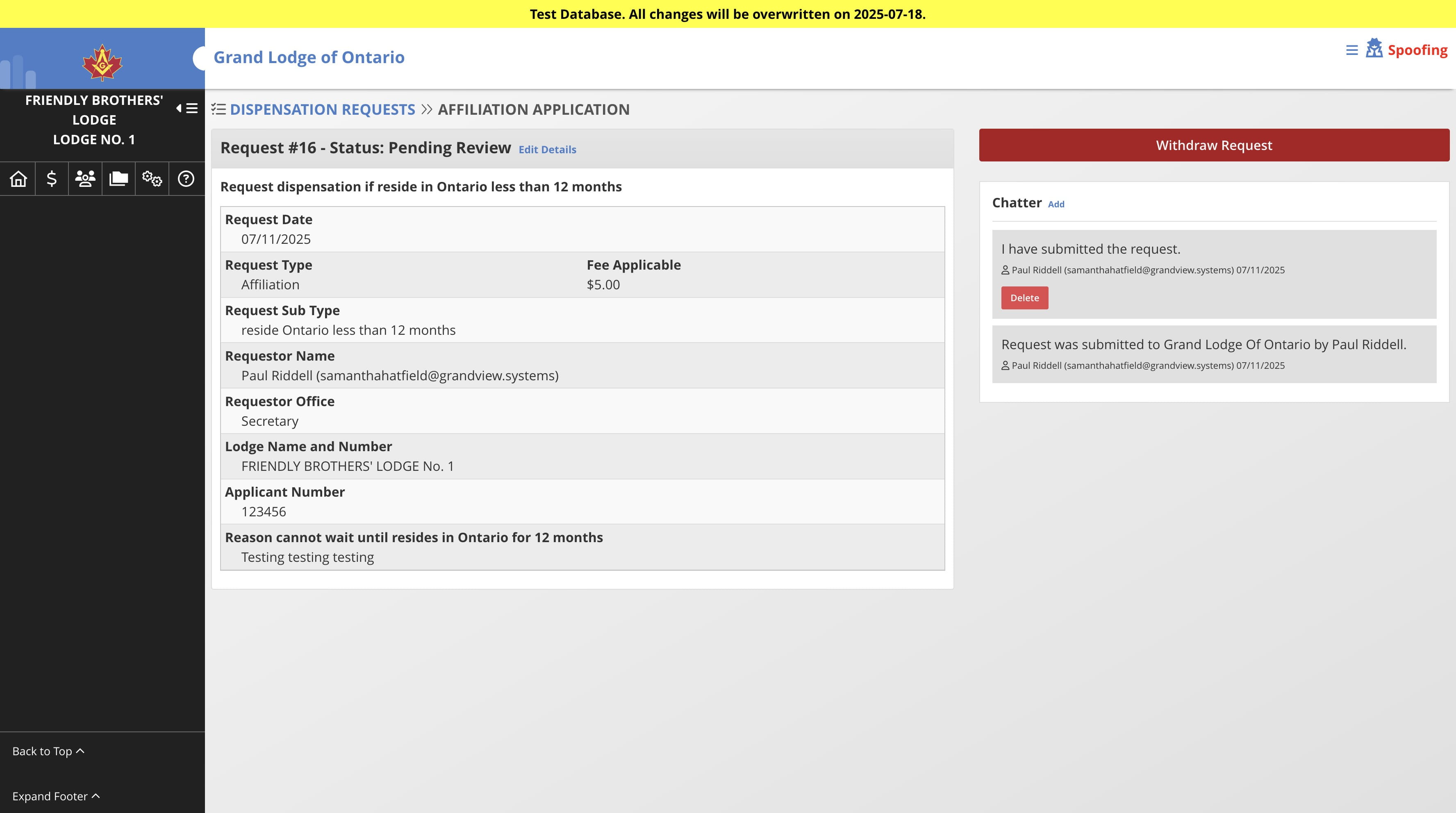 Click on "Withdraw Request"