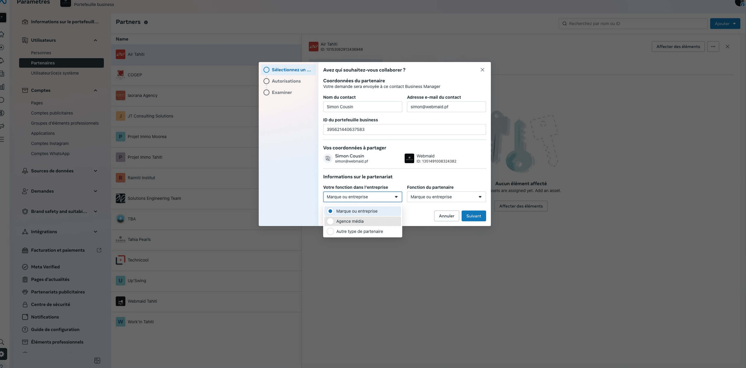 Cliquer sur "Agence média" si vous êtes une agence ou freelance qui souhaite accéder aux éléments de votre client.