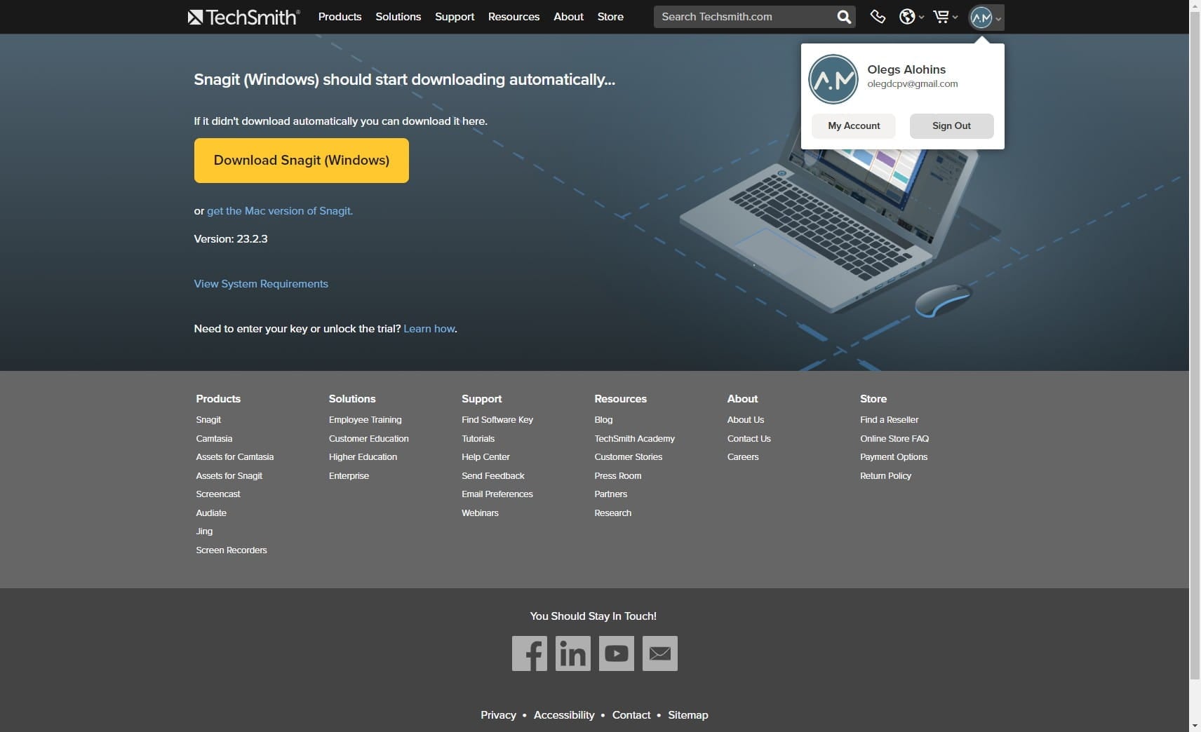 Click on "My Account"