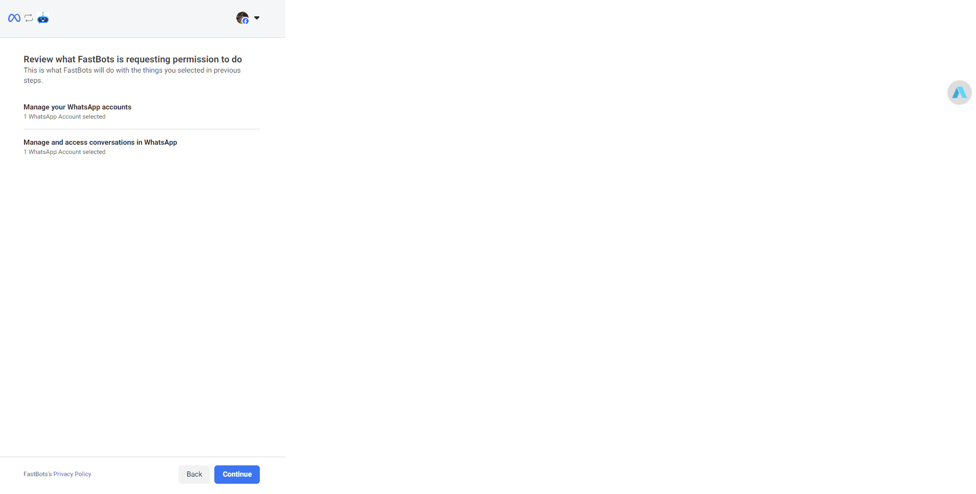 After entering the verification code, click on "Continue"