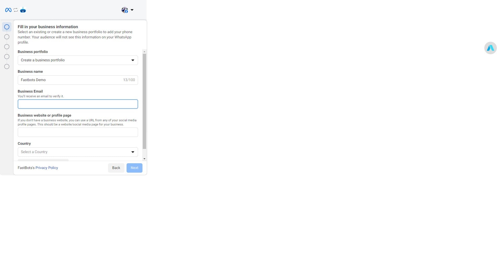Add your business name. 
