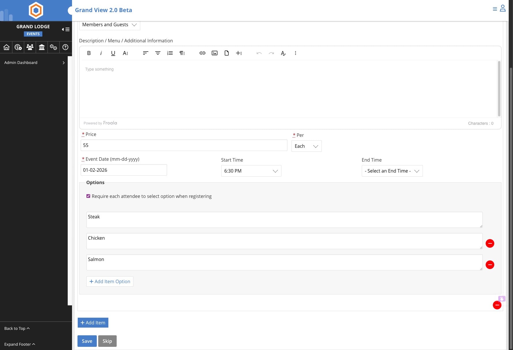 You can add additional items
