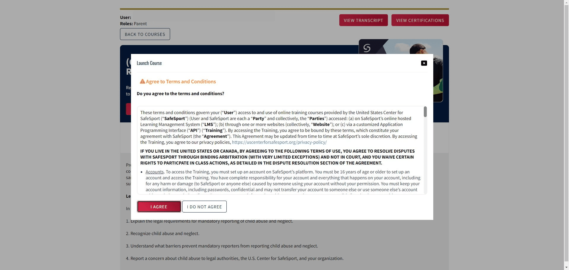 It may have you agree to terms on the next page before beginning 