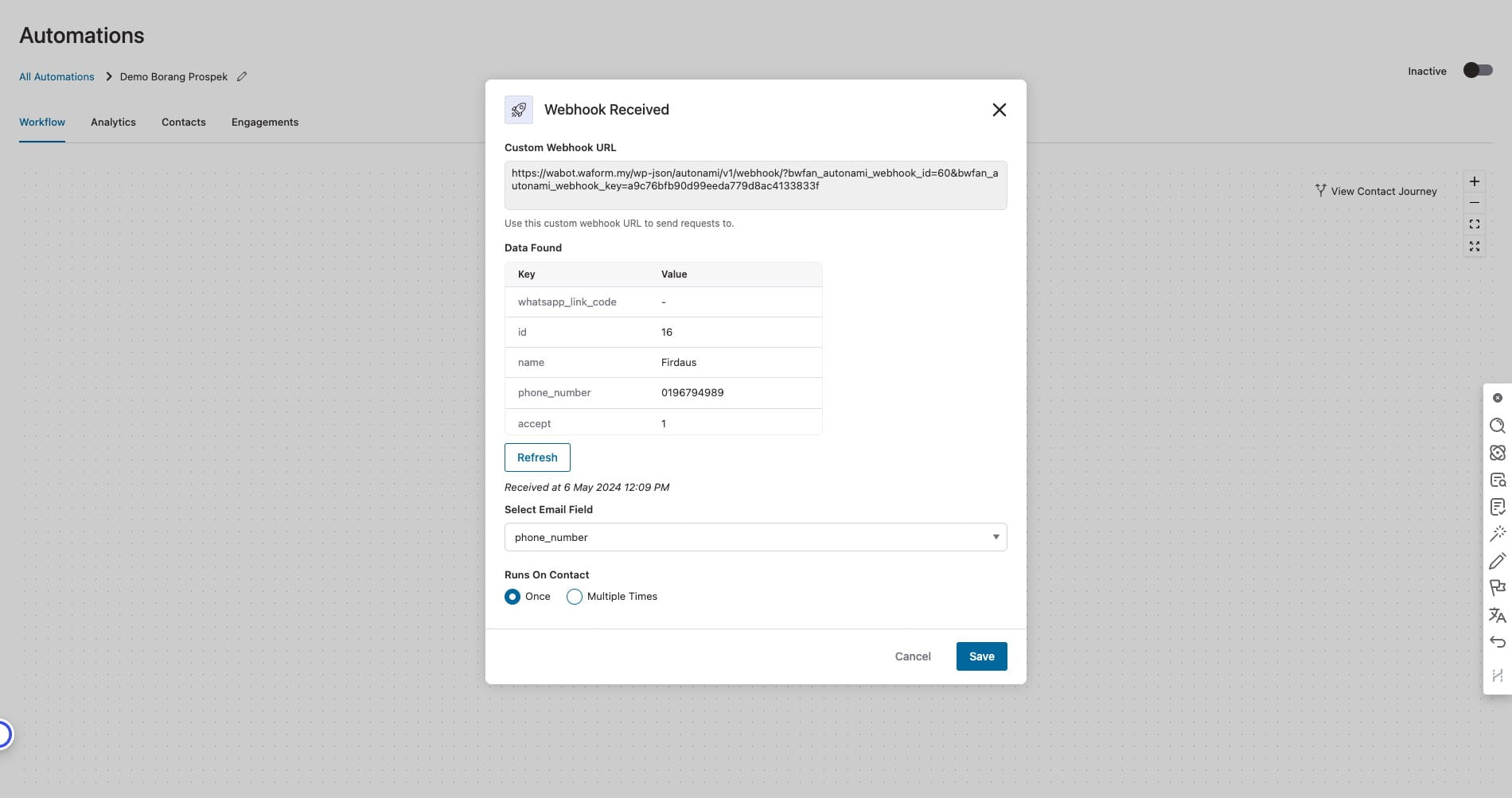 Untuk memudahkan proses setup dan testing, pilih "Multiple Times" di sini