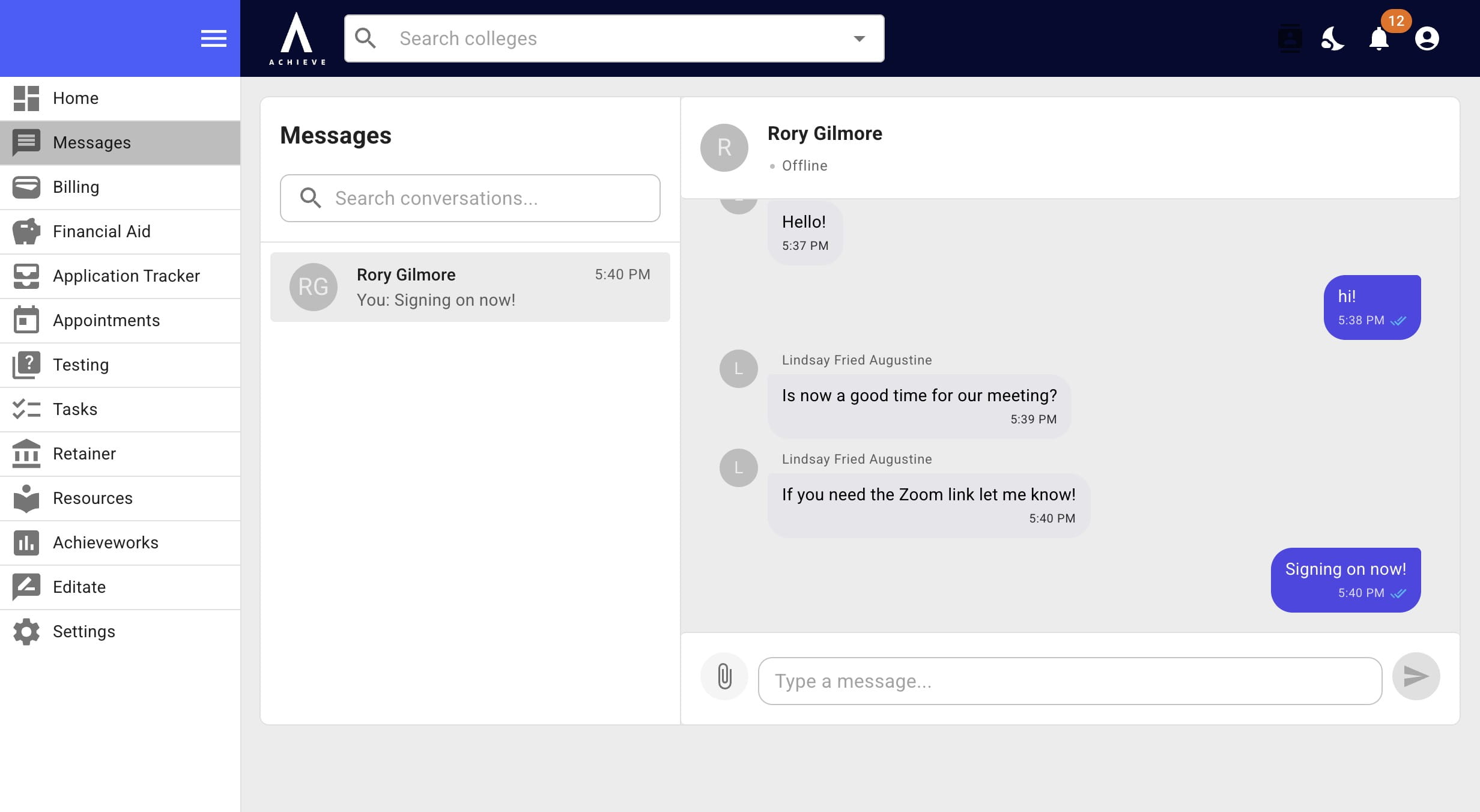 Once they click on **Messages**, they'll be able to receive and send messages. 