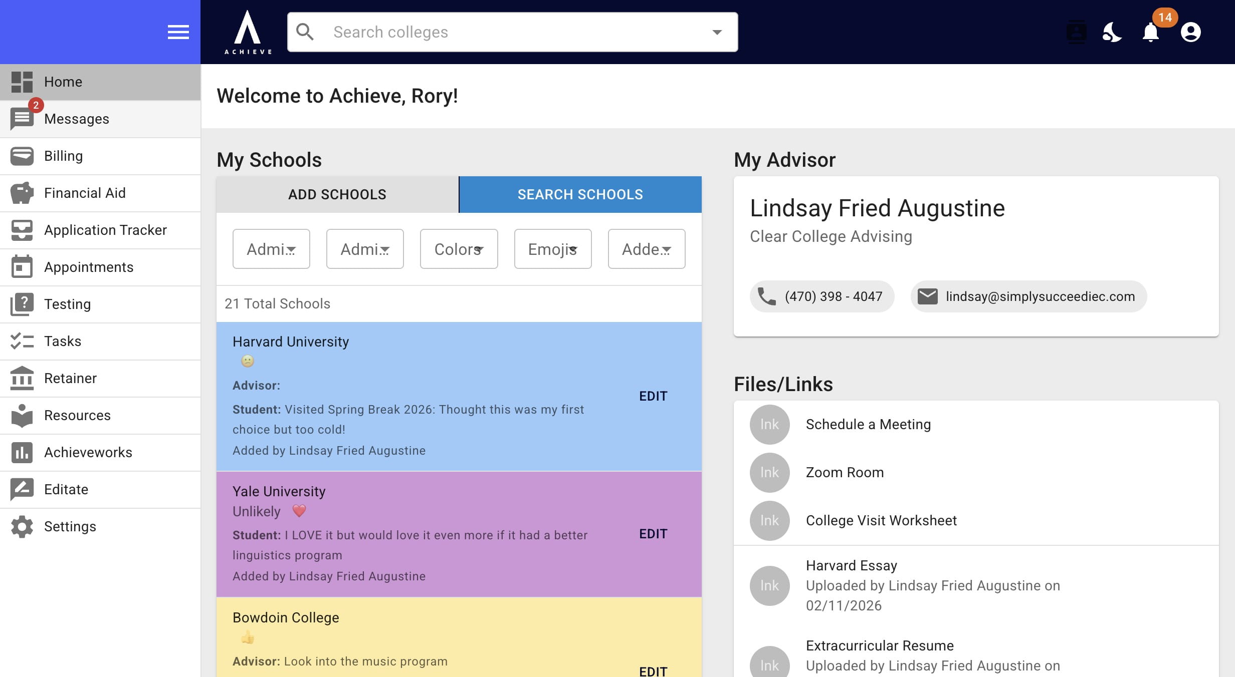 On the student side, they'll receive push notifications of messages and will be alerted on the left-hand navigation bar if there are unread messages. 