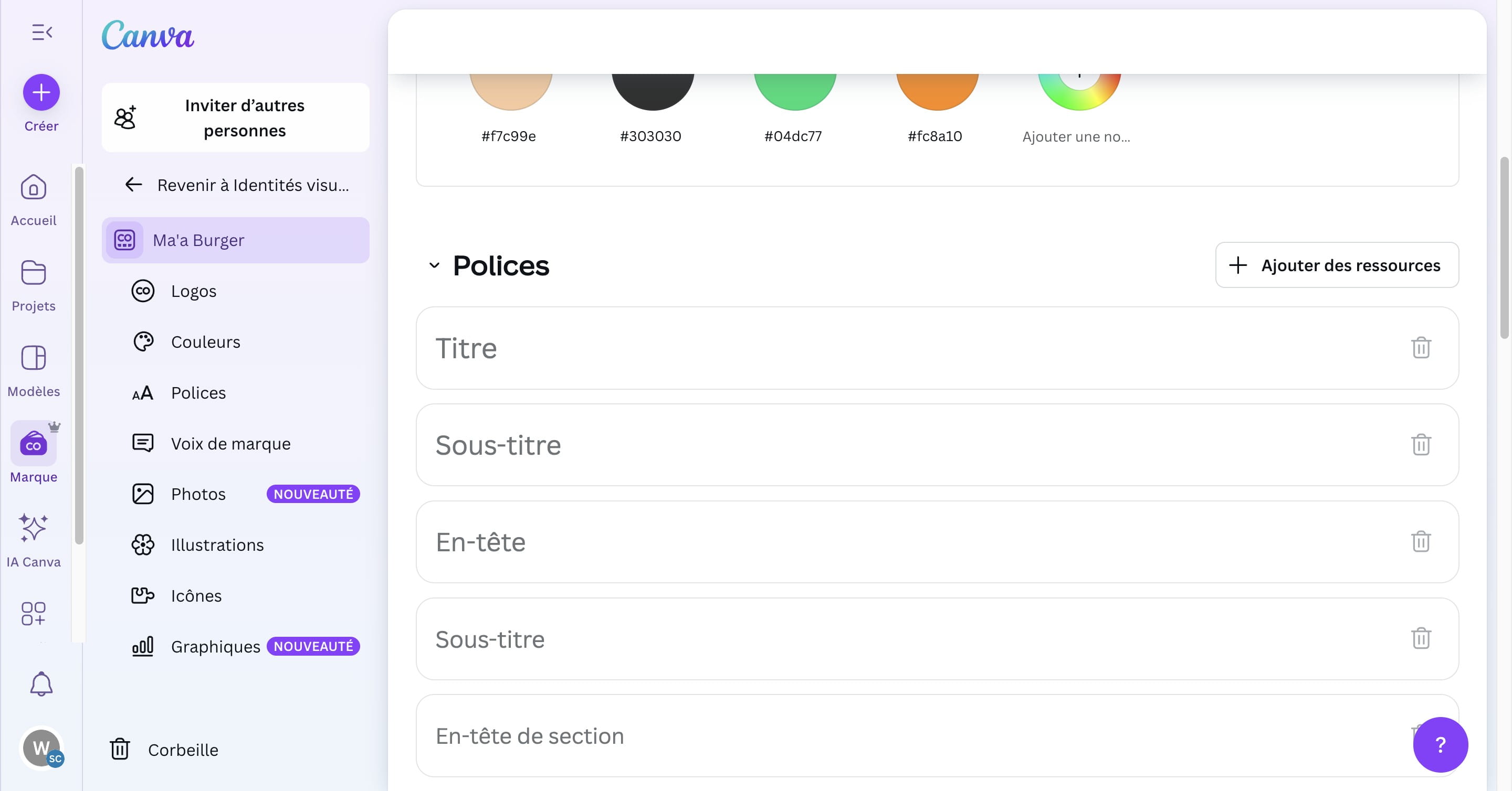 Choisir le style de titre en cliquant sur "Titre"