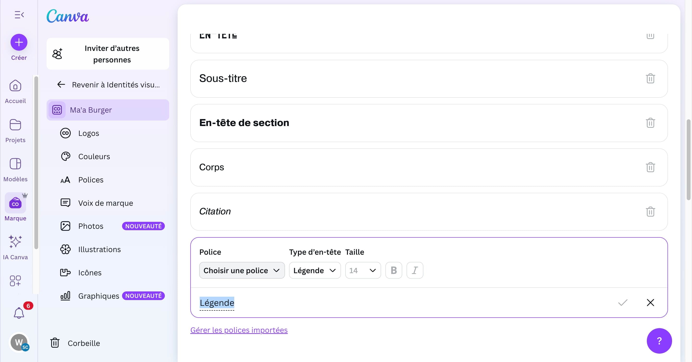 Cliquer sur "Choisir une police"