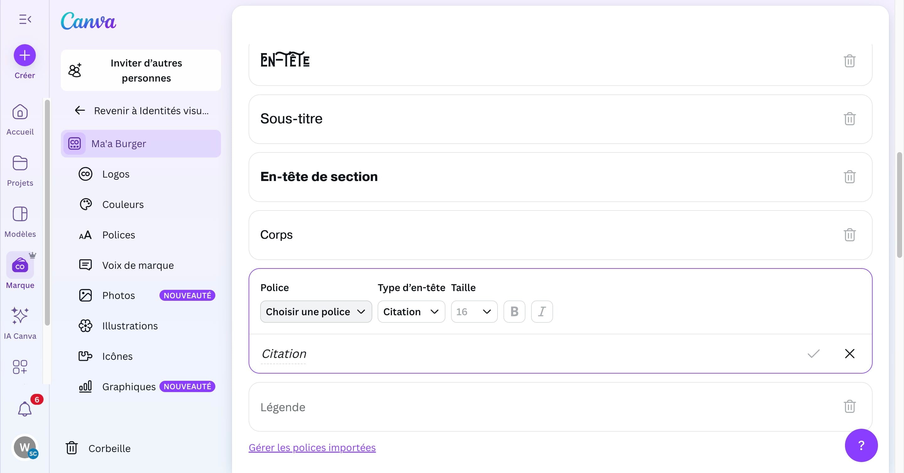 Cliquer sur "Choisir une police"