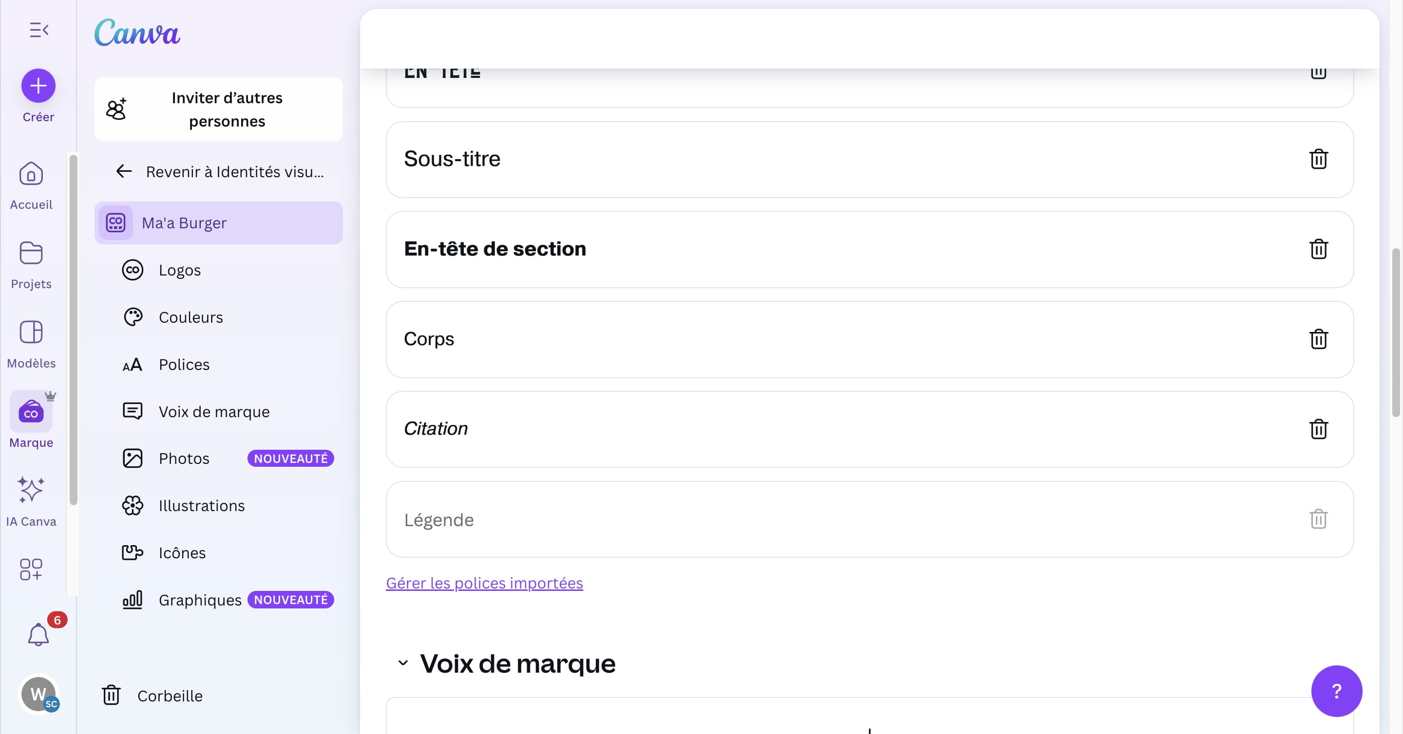 Cliquer sur "Légende"