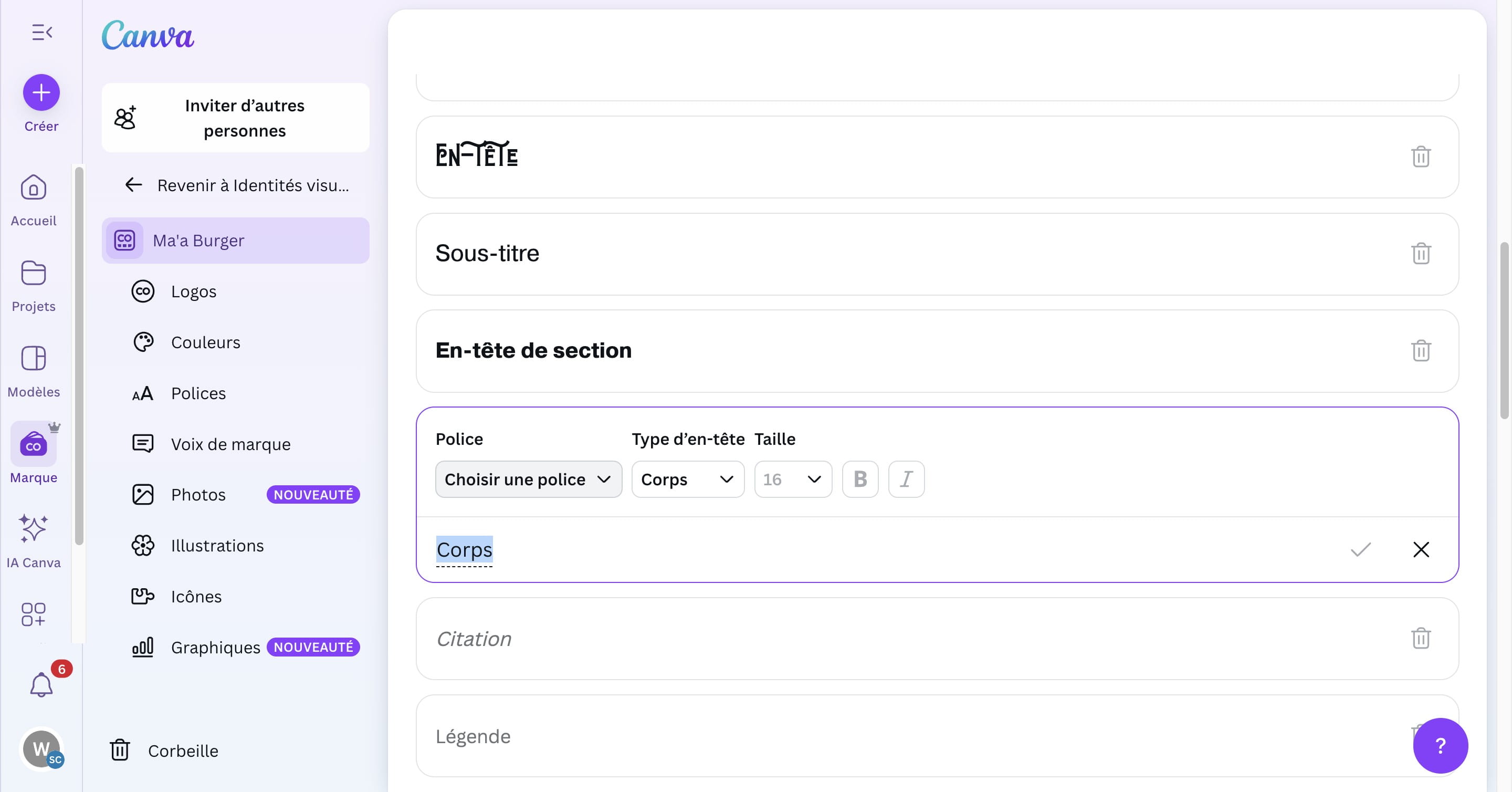 Cliquer sur "Choisir une police"