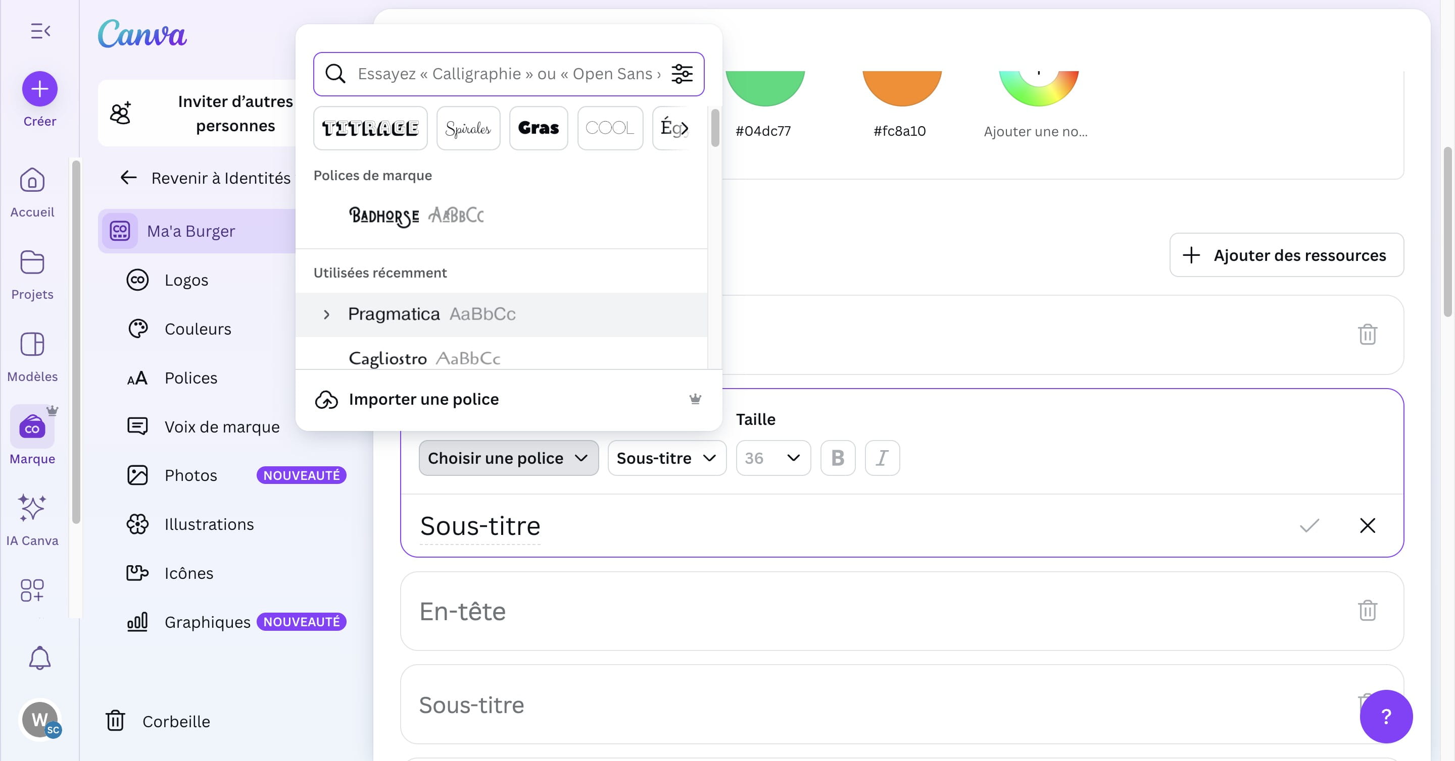 Cliquer sur l'autre police voulue. 