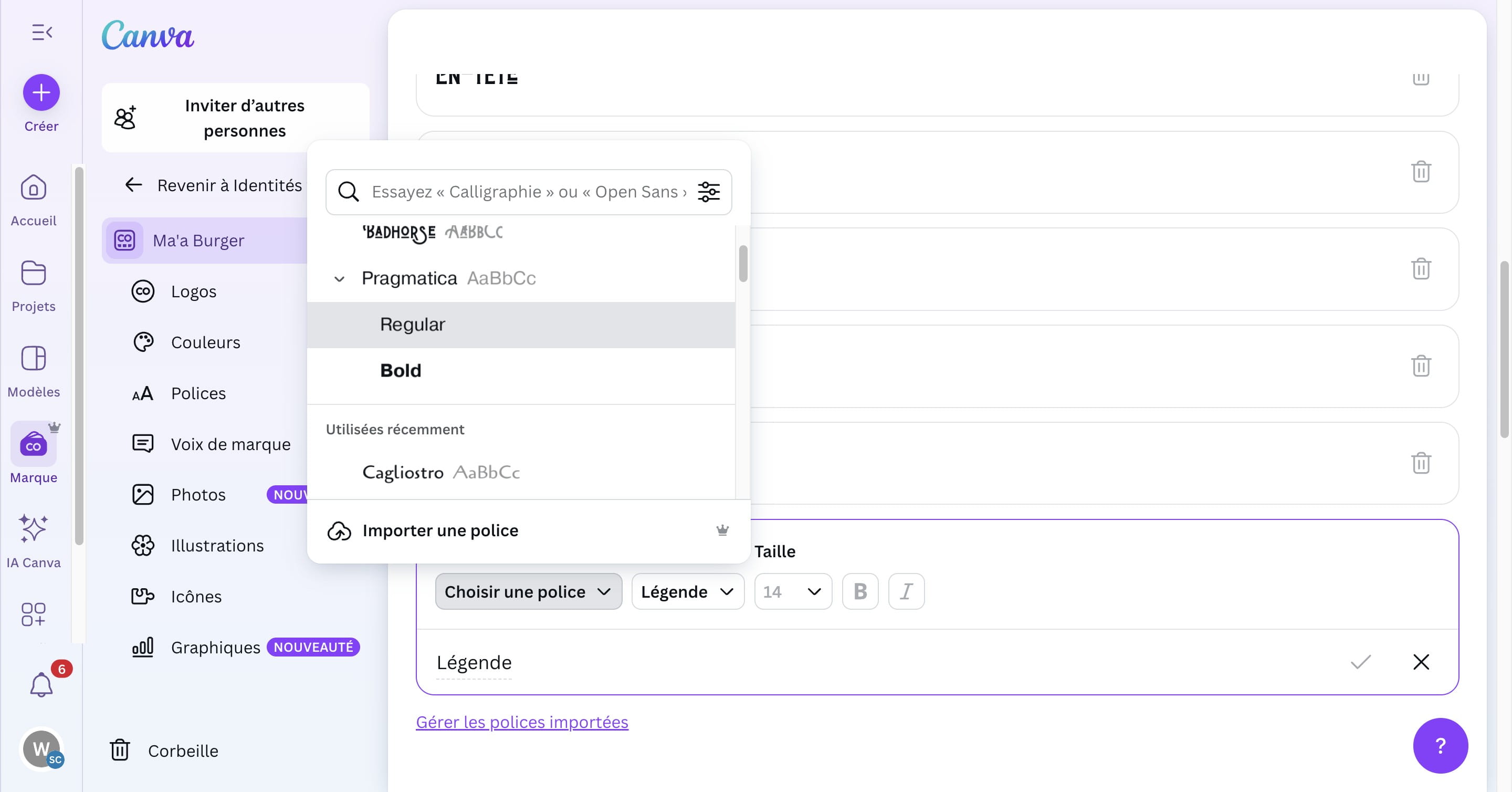 Cliquer sur l'épaisseur voulue