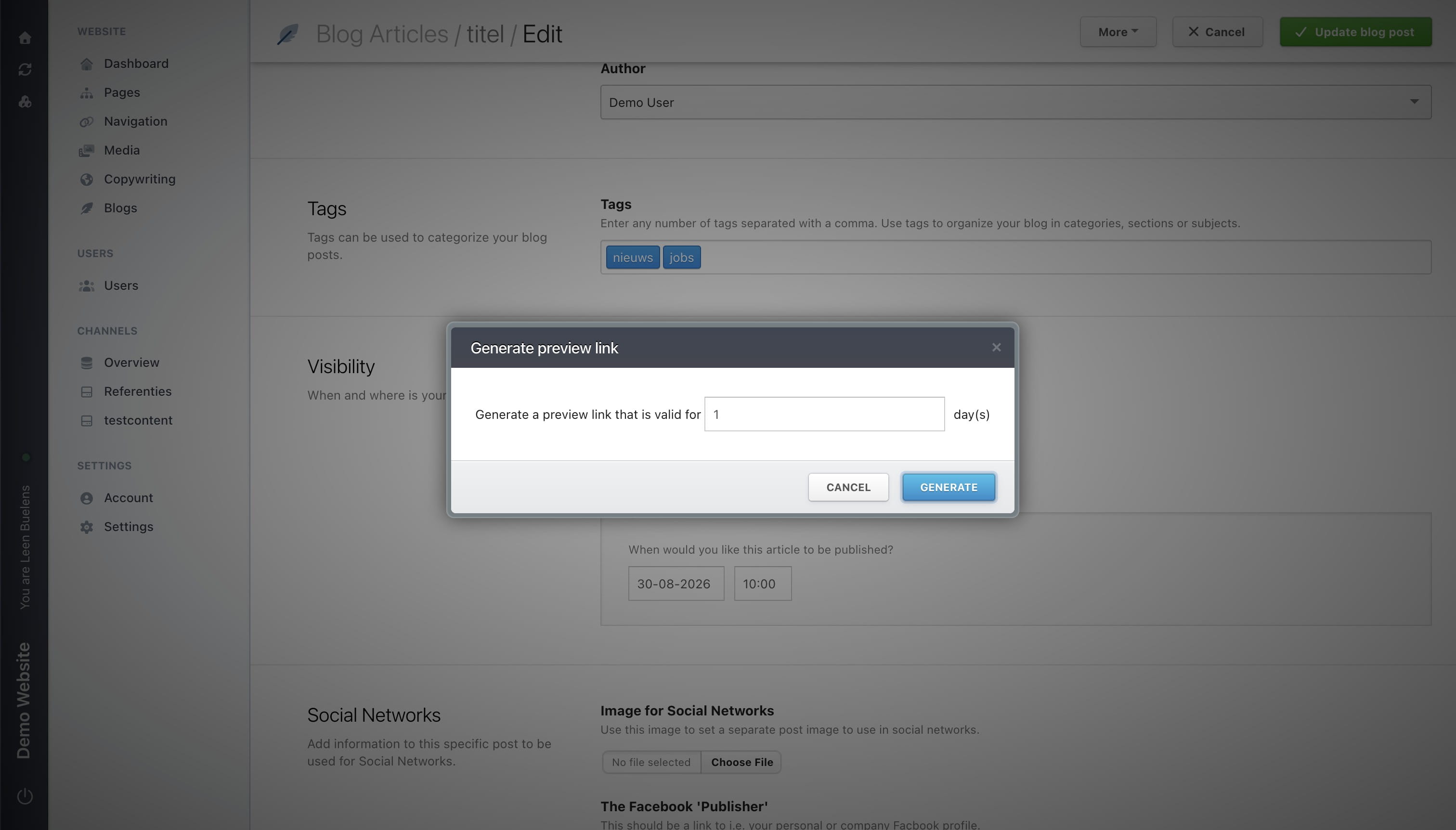 You can indicate how long the link is valid.