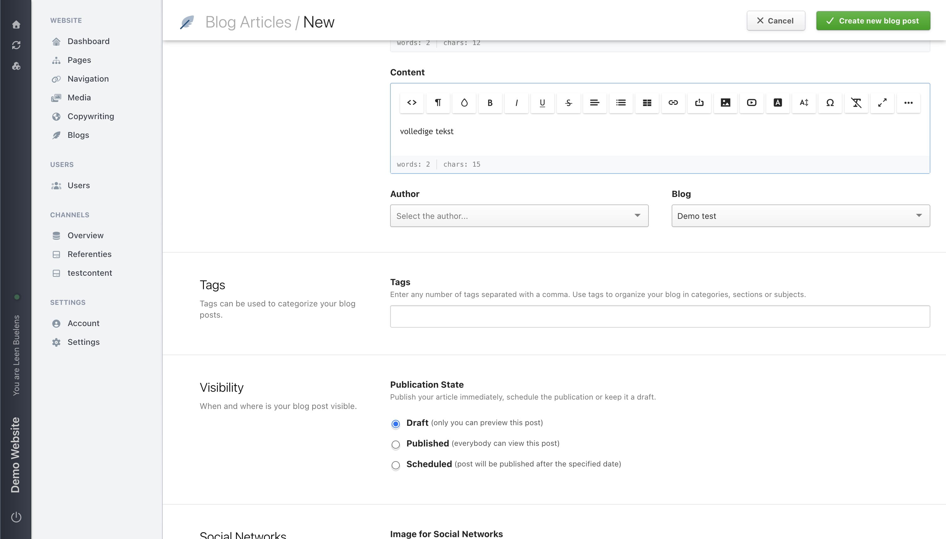 Select the author (not always shown on website - depends on your configuration)