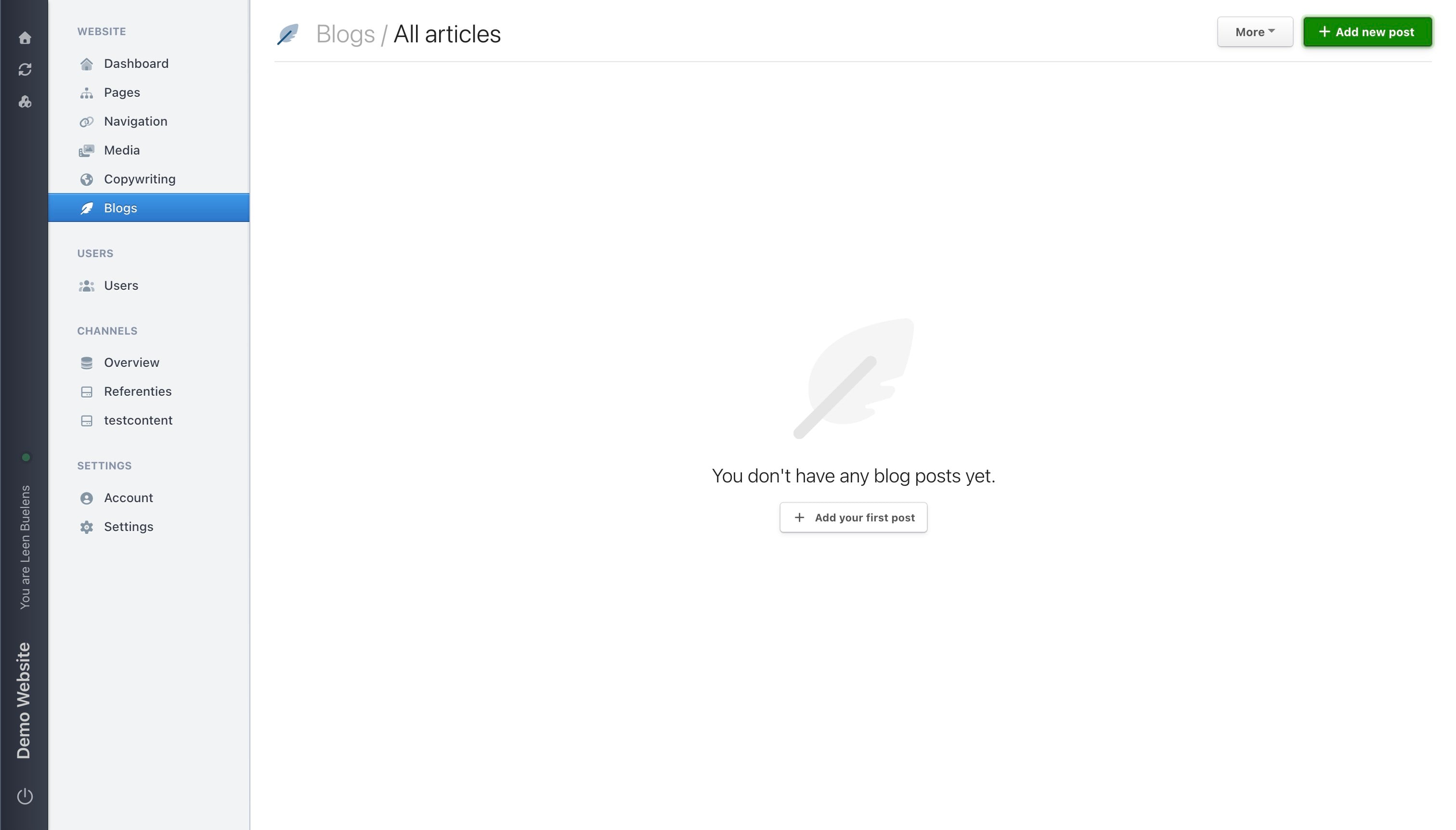 Click on **+ Add new blog post**