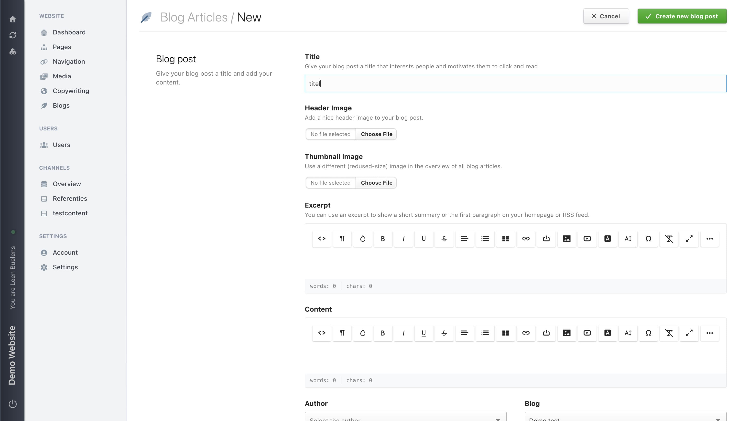 Add a short preview text in the **Excerpt** editor