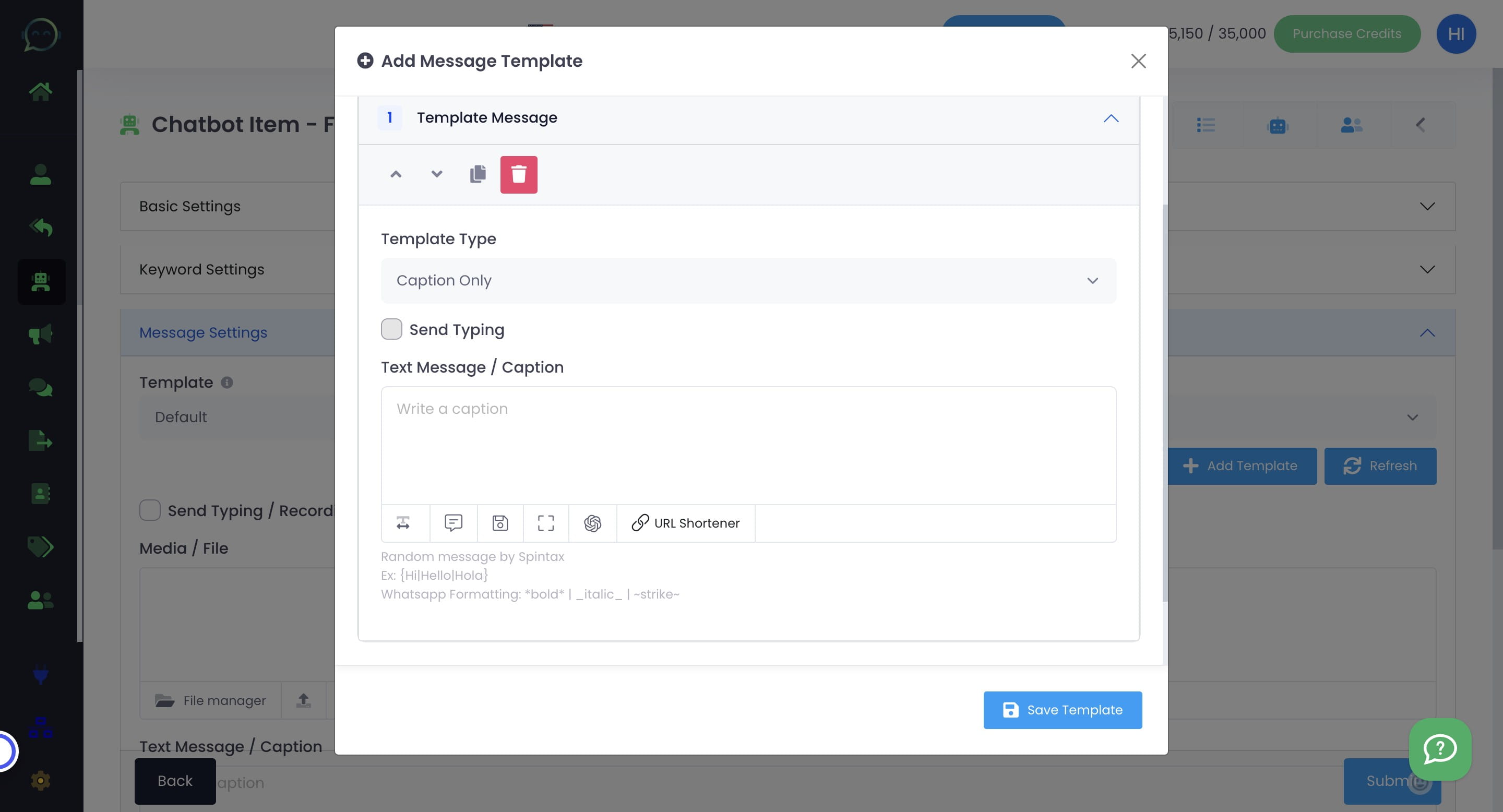 Tick on "Send Typing" box if you want it appears to the customer as if typing
