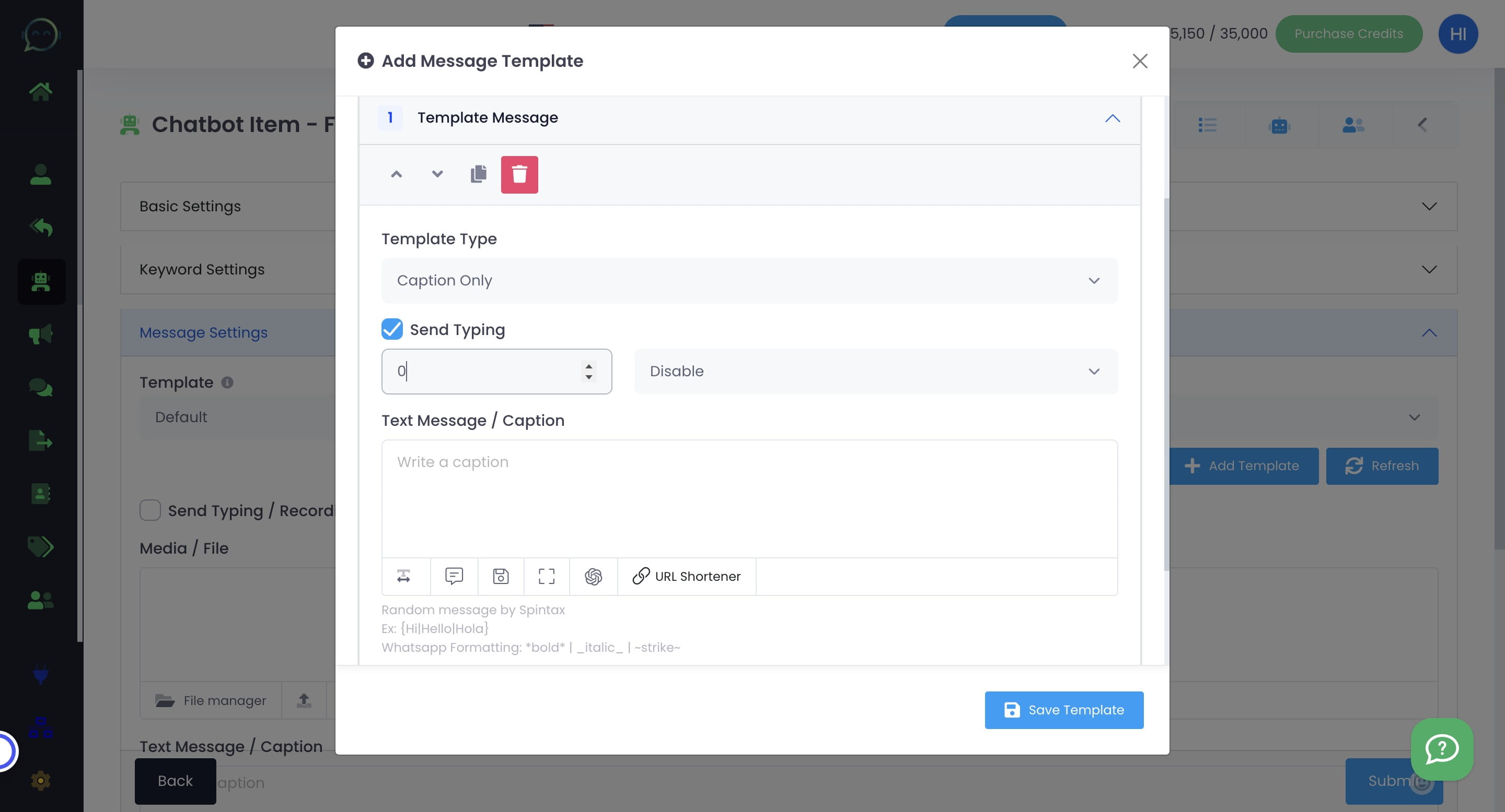 Choose how many seconds it will show typing to the customer before the chatbot reply
