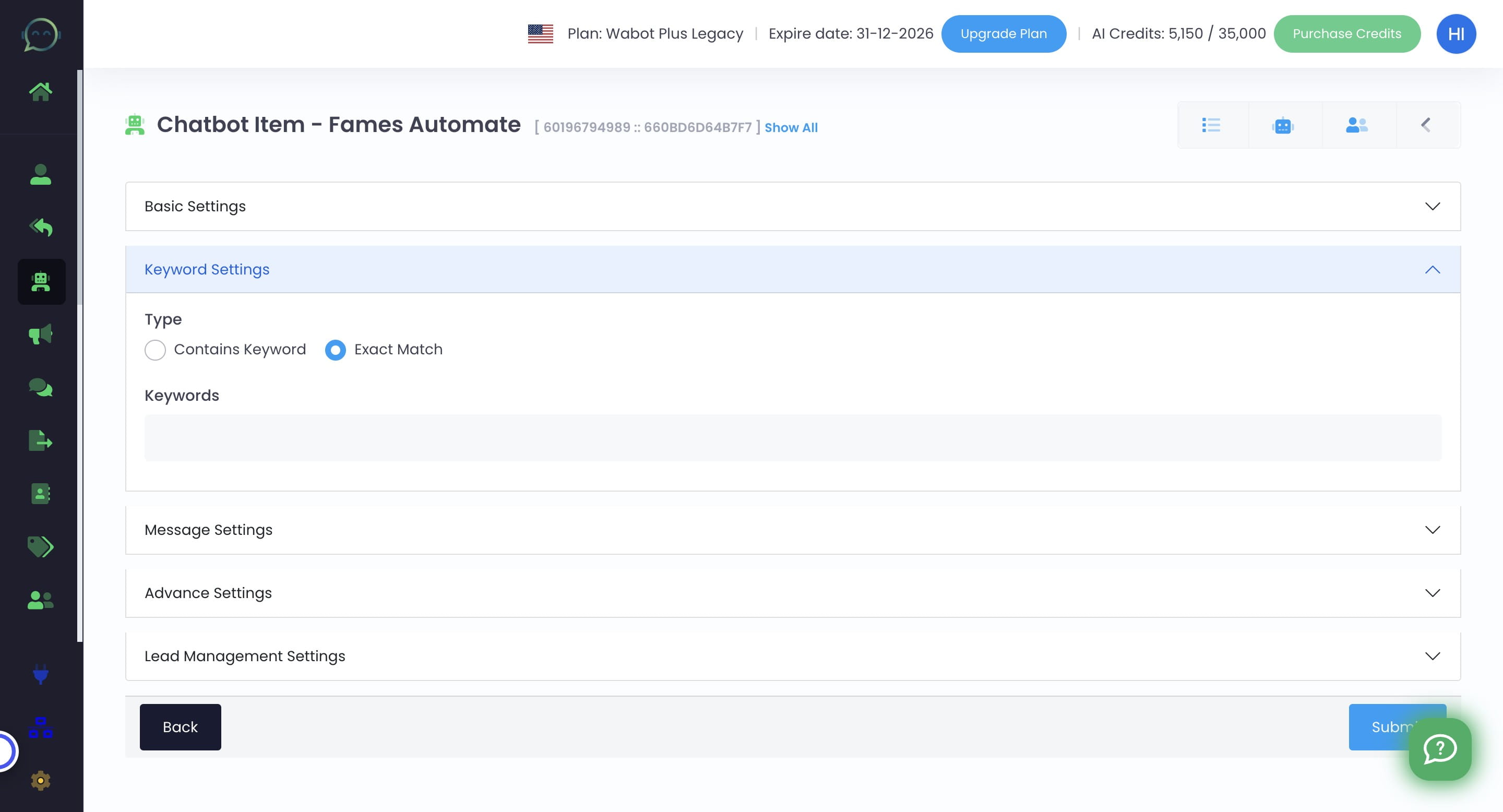 Insert the keyword you want 
