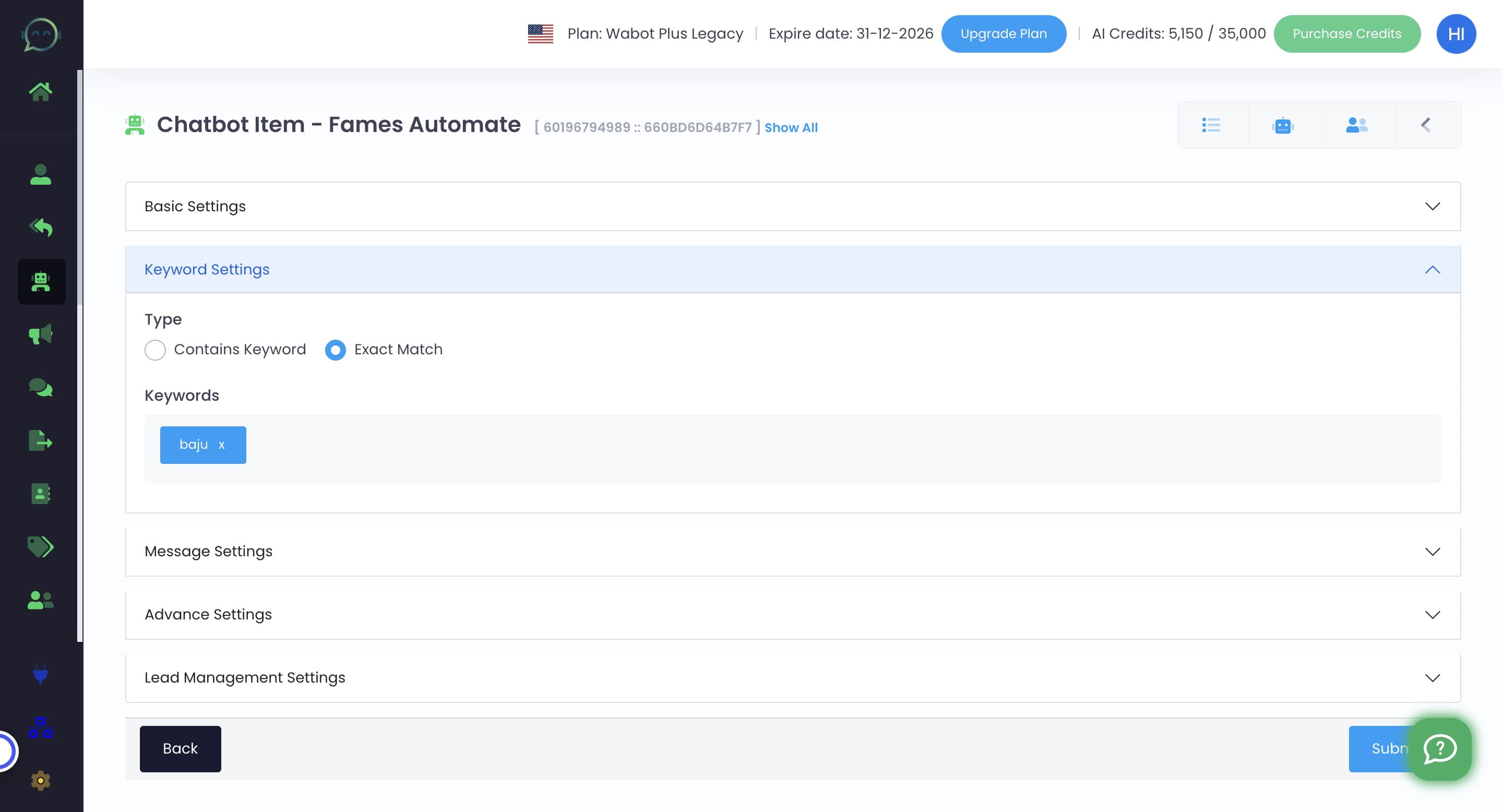 Click on "Message Settings"