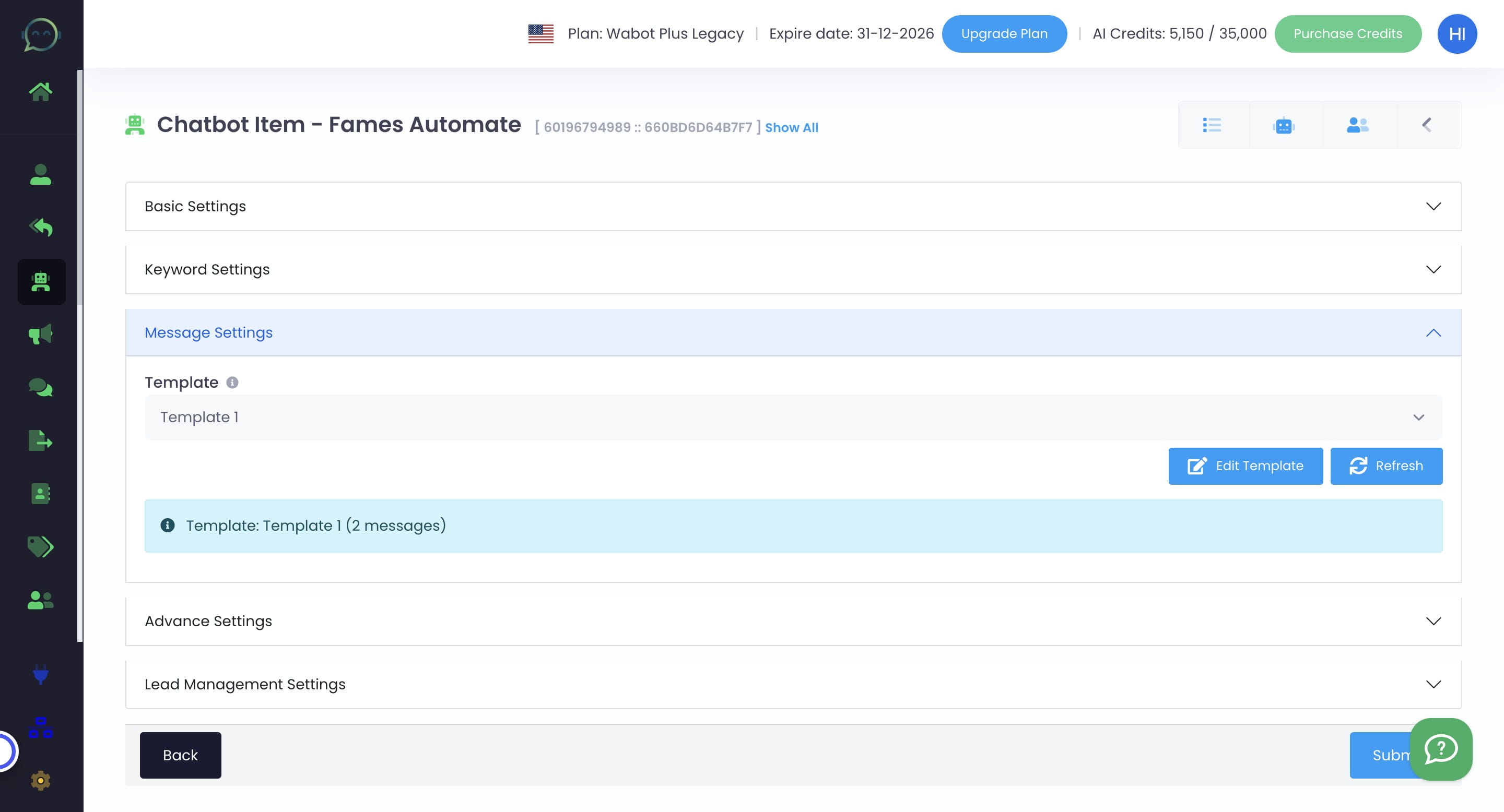 After finish setting the template up, you can choose the template here