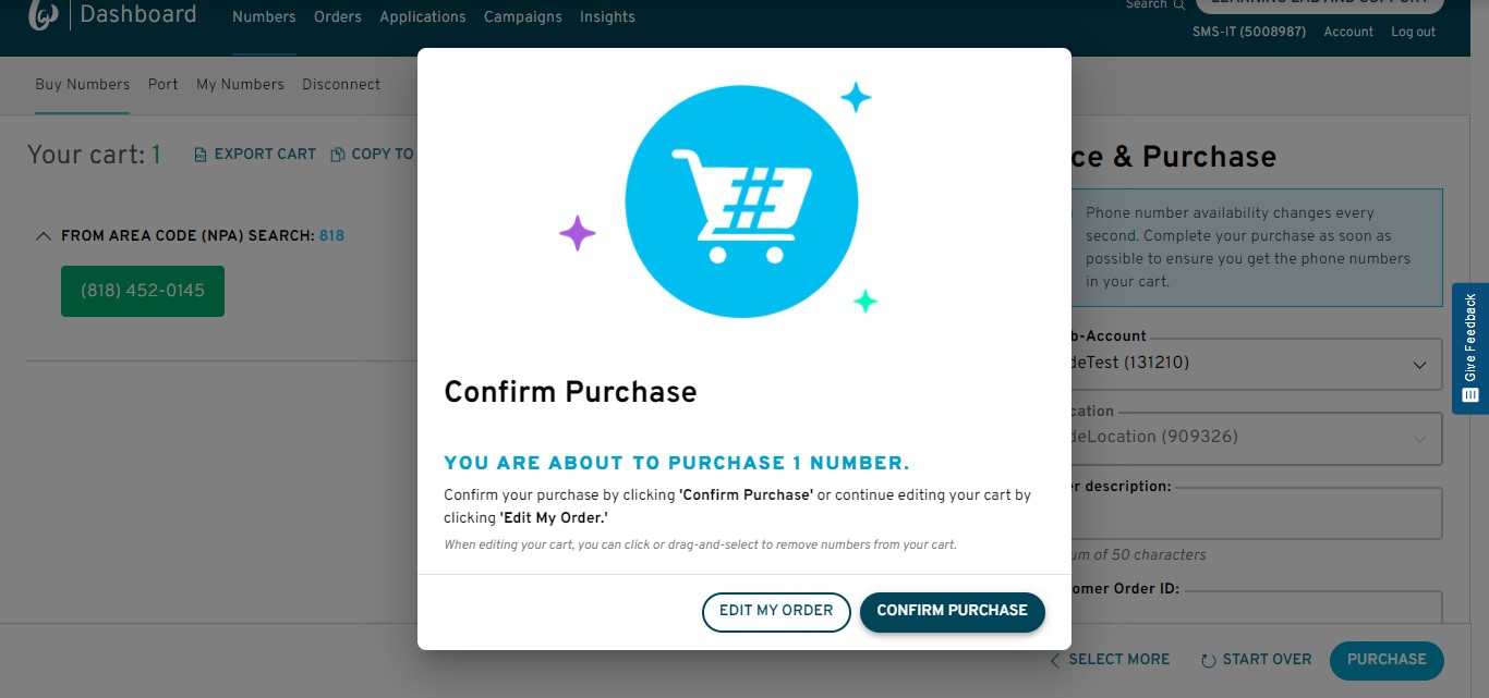 Click on "Confirm Purchase"