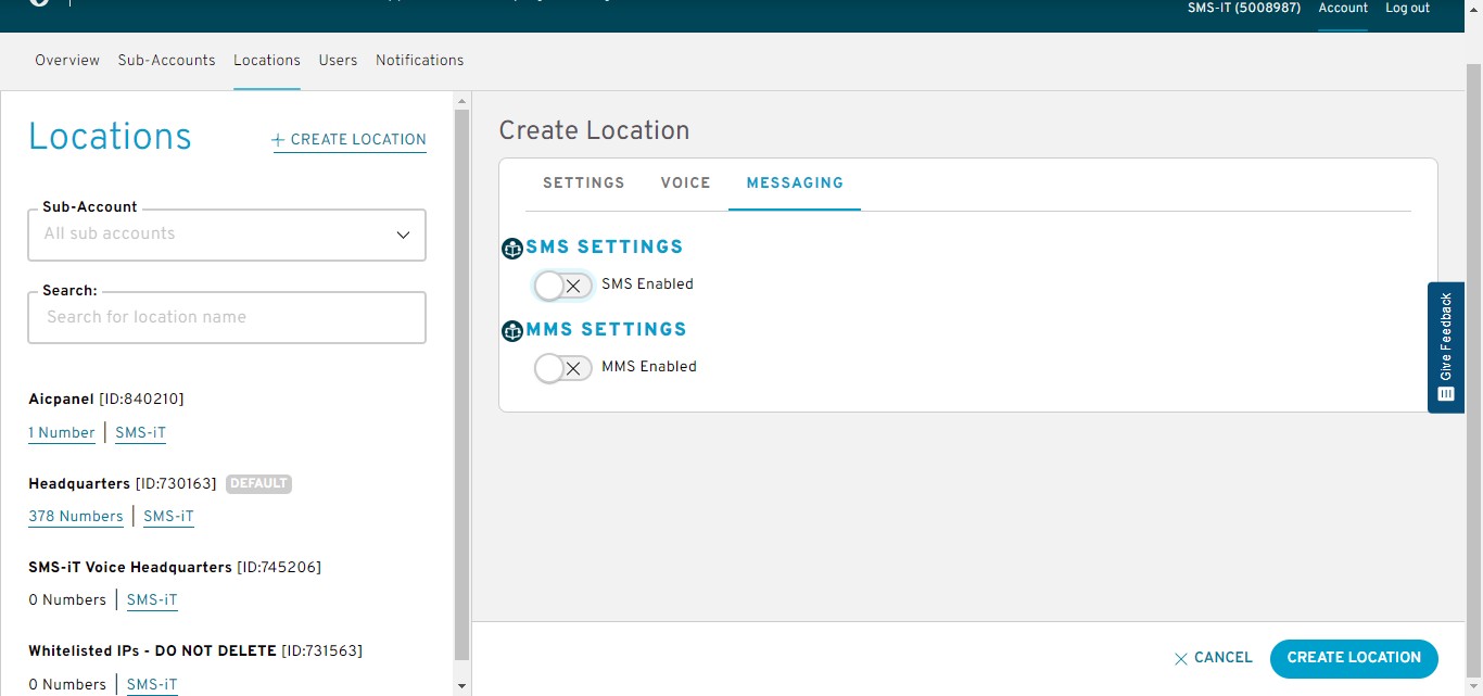 Enable all the settings you'll want to use in the SMS-iT platform.
