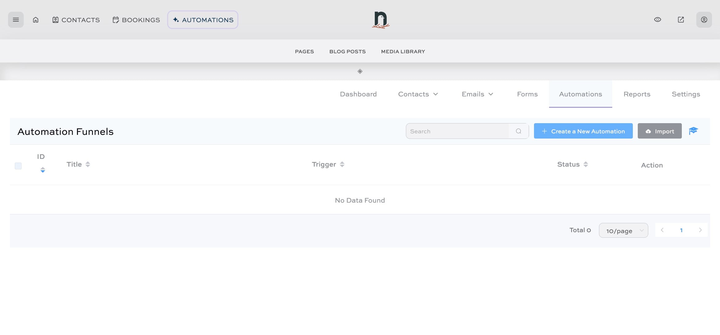 Click on "Create a New Automation"