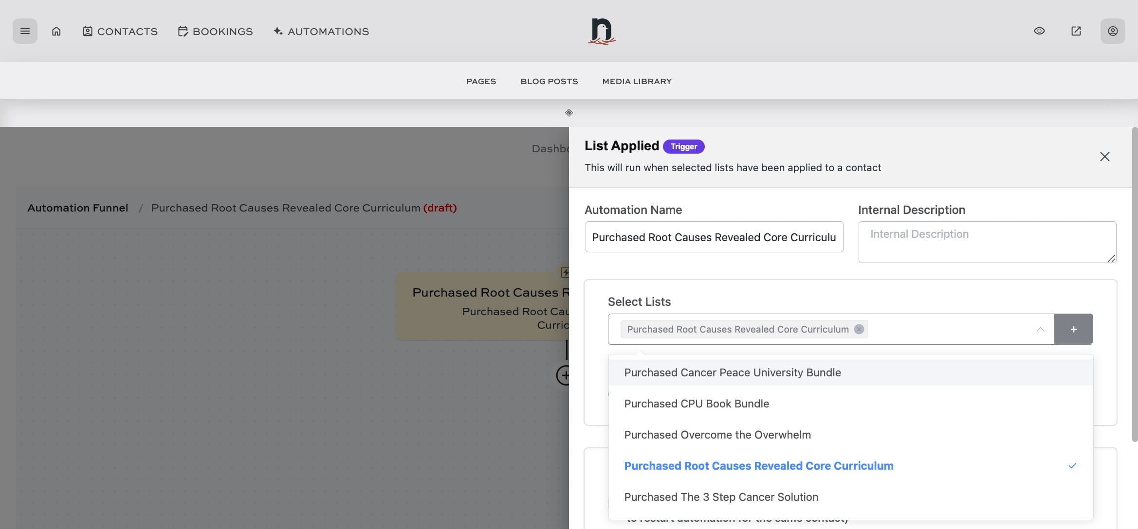 Click on "List Applied"