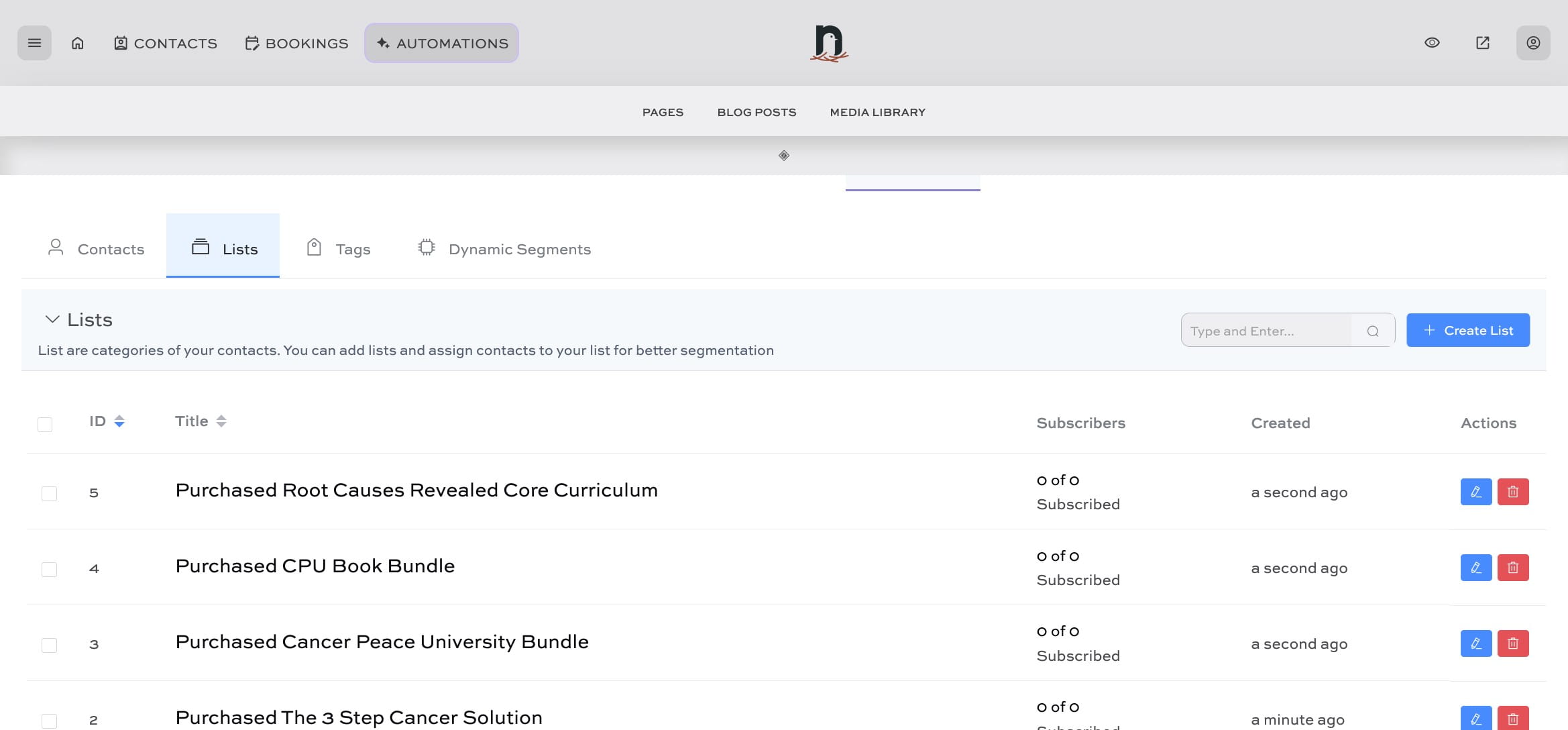 Click on "AUTOMATIONS"