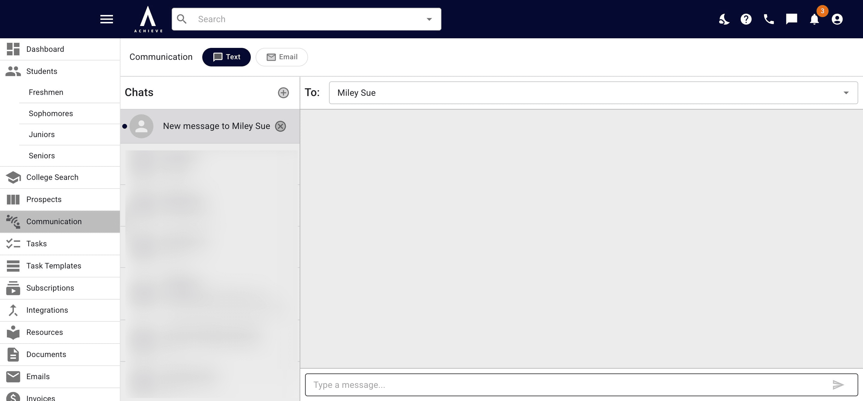 Click your message into the **Type of a Message** field. 