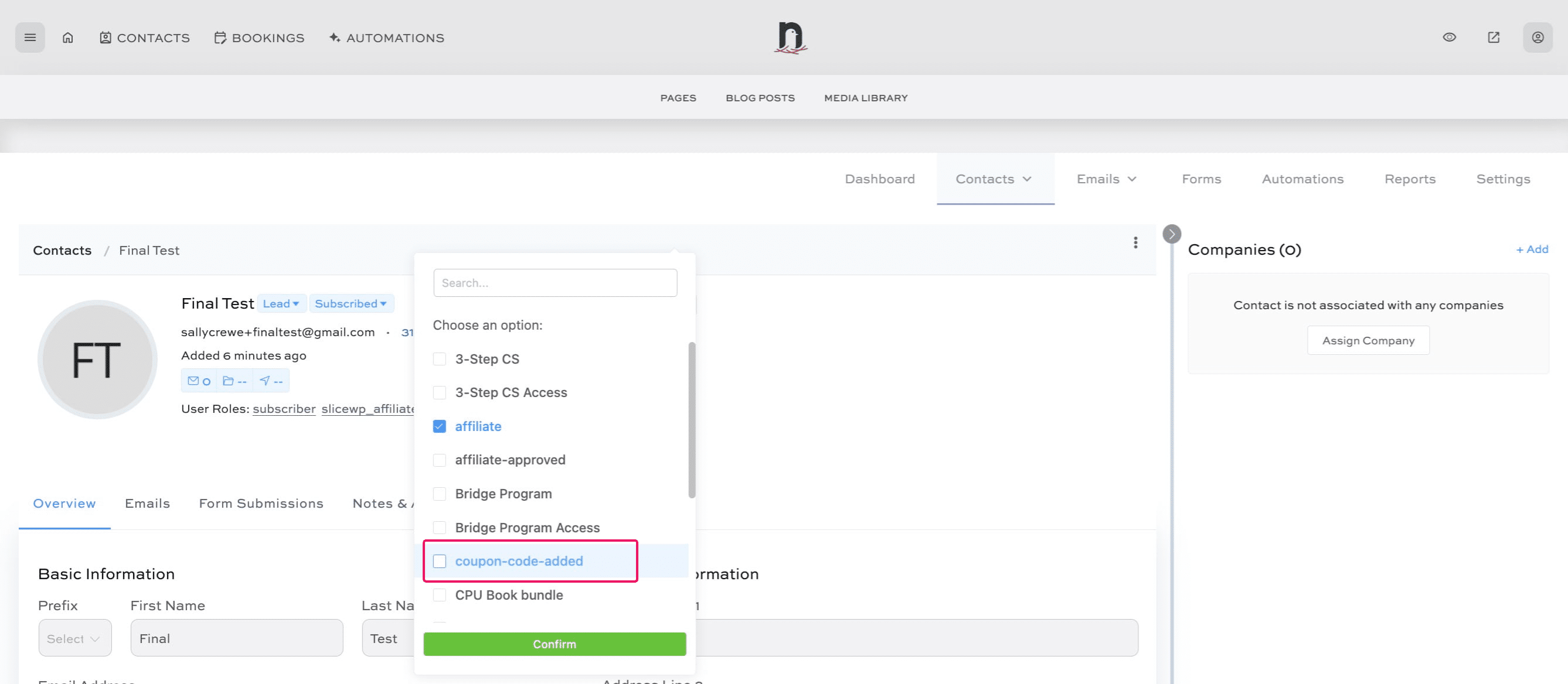 Select 'coupon-code-added'