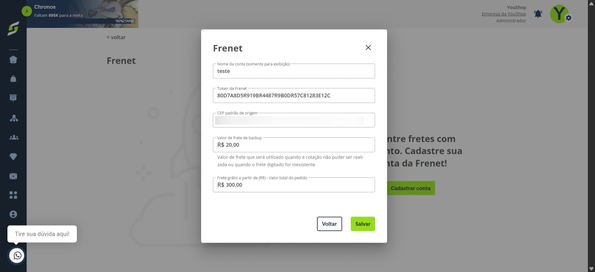 Após preencher todas as informações, clique em Salvar.