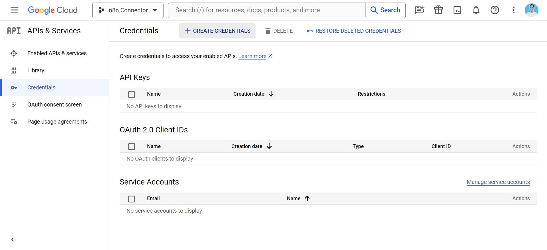 Go to "Credentials" and create new credentials