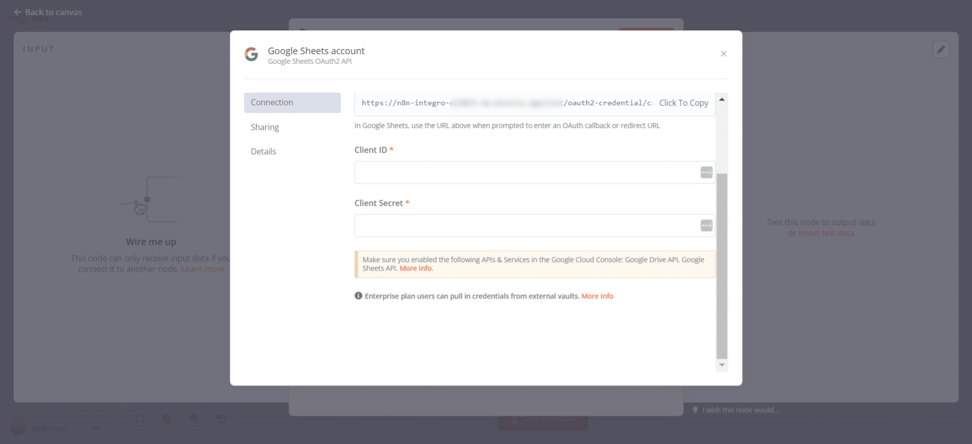Copy your n8n callback URL