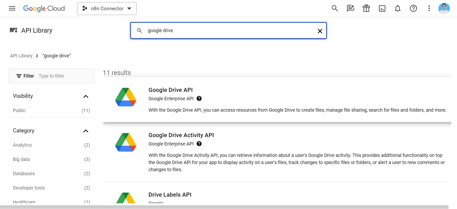 Search fo the "Google Drive API"