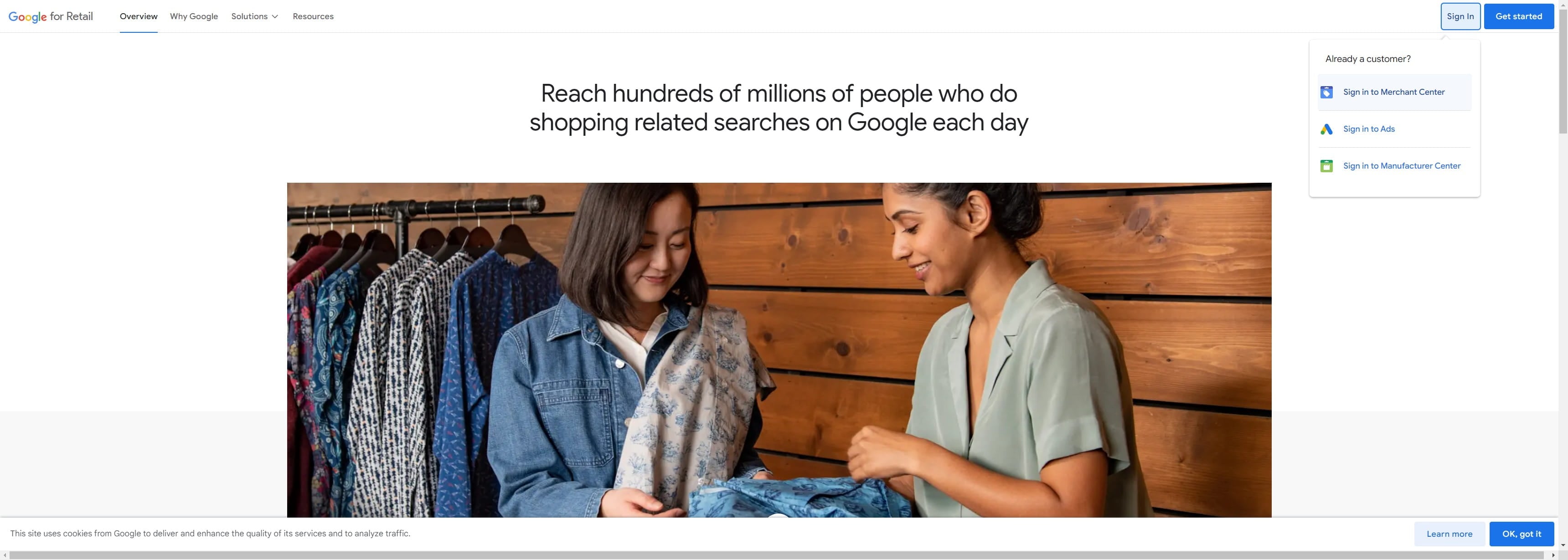 Click on "Sign in to Merchant Center"