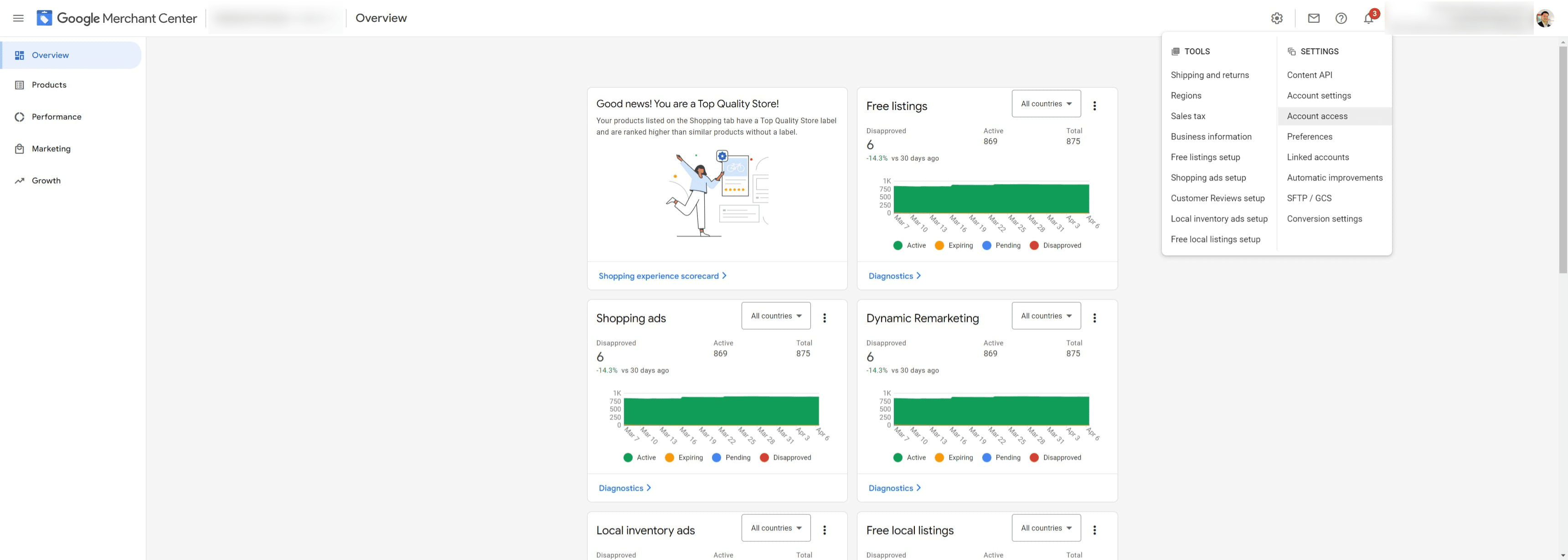 Click on "Account access"