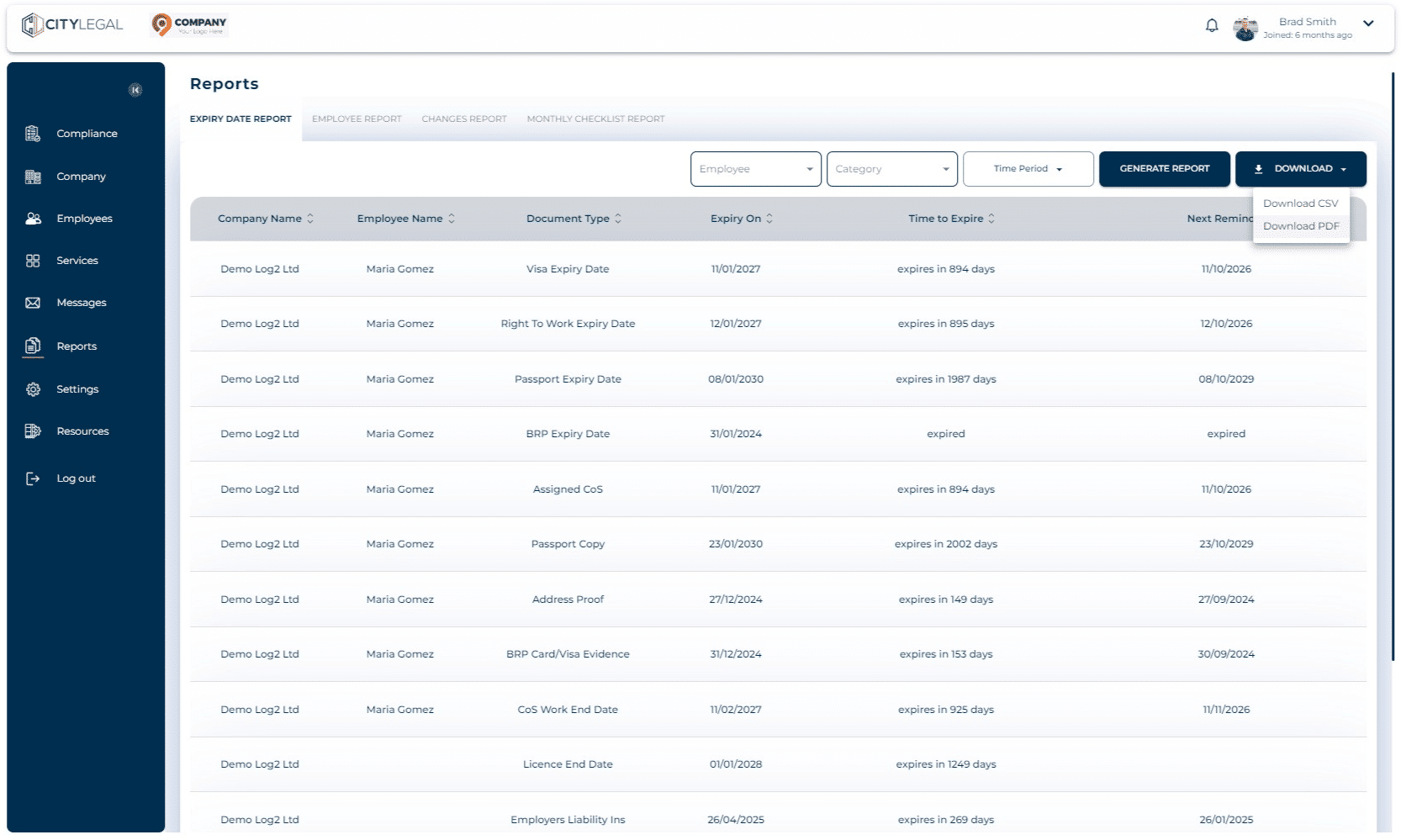 Click on "Download" which will give you two download options: PDF and CSV. This will save the file in your local system.