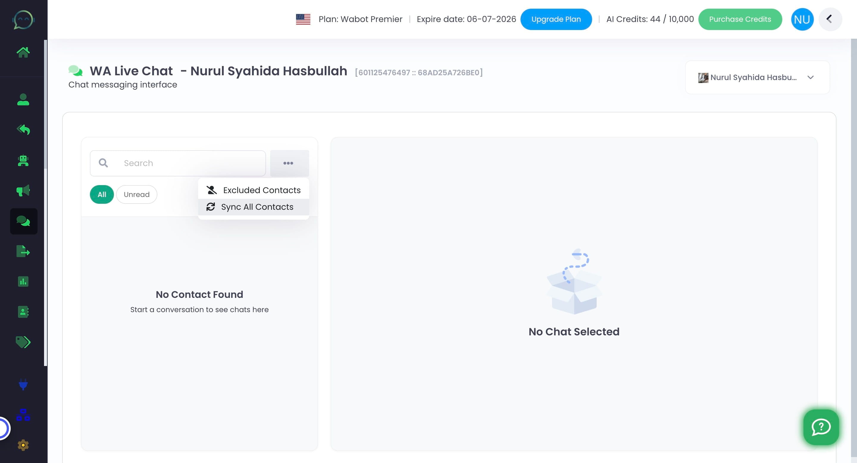 Click "Sync All Contacts" to sync with WhatsApp