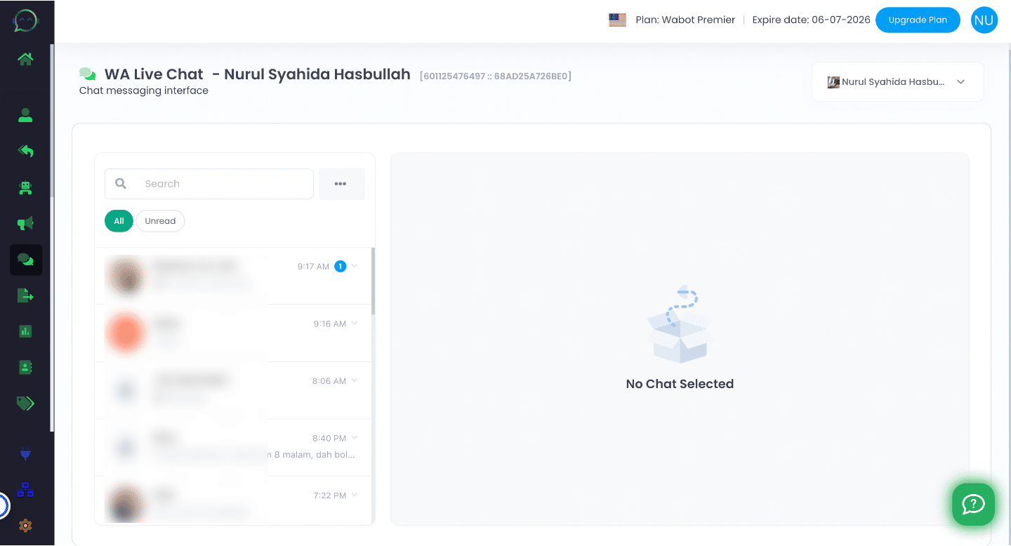 When the messages appear like this, your WA Live Chat is ready to be used 🚀