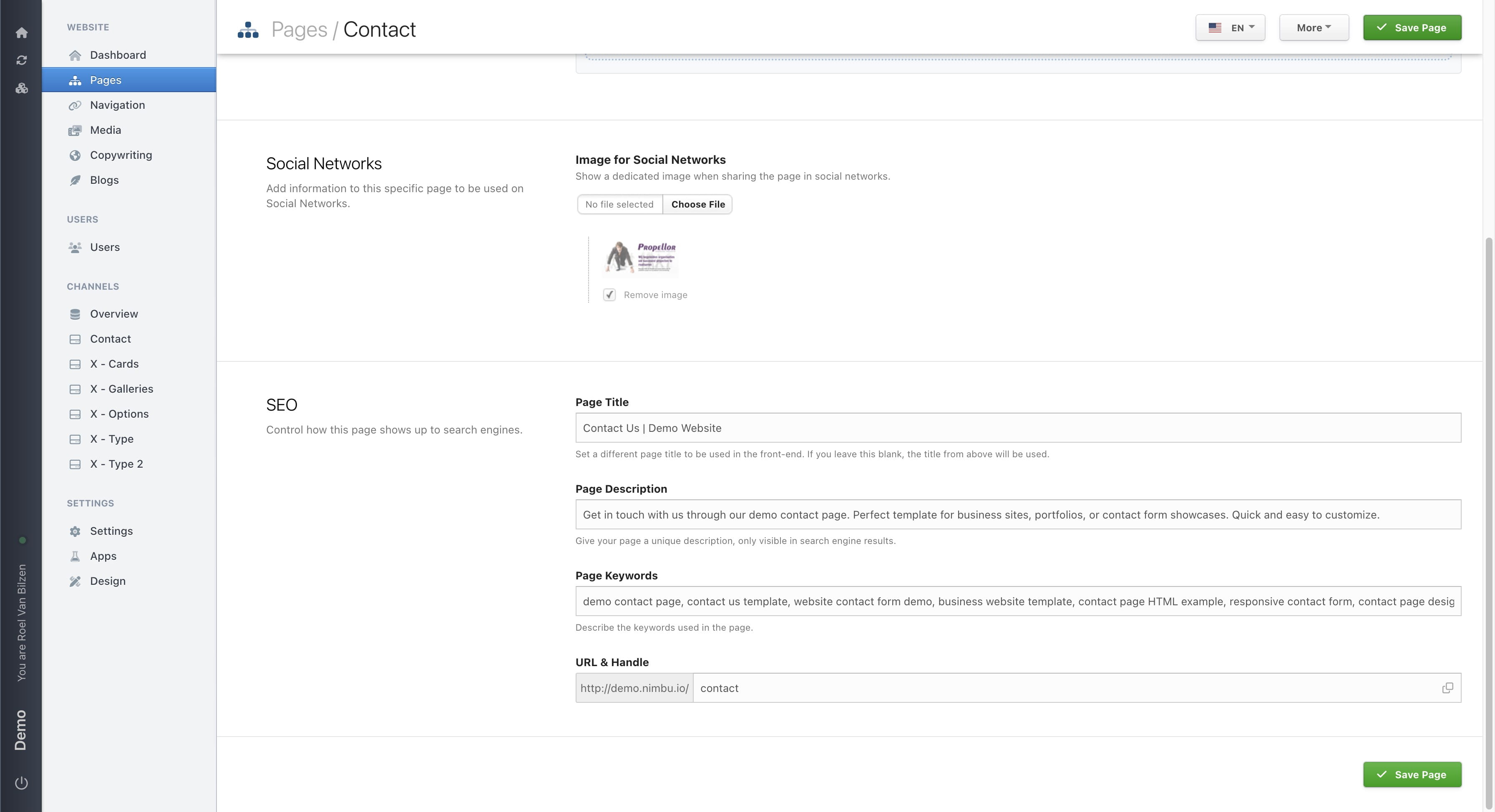 Click on "Save Page" to save all the changes.