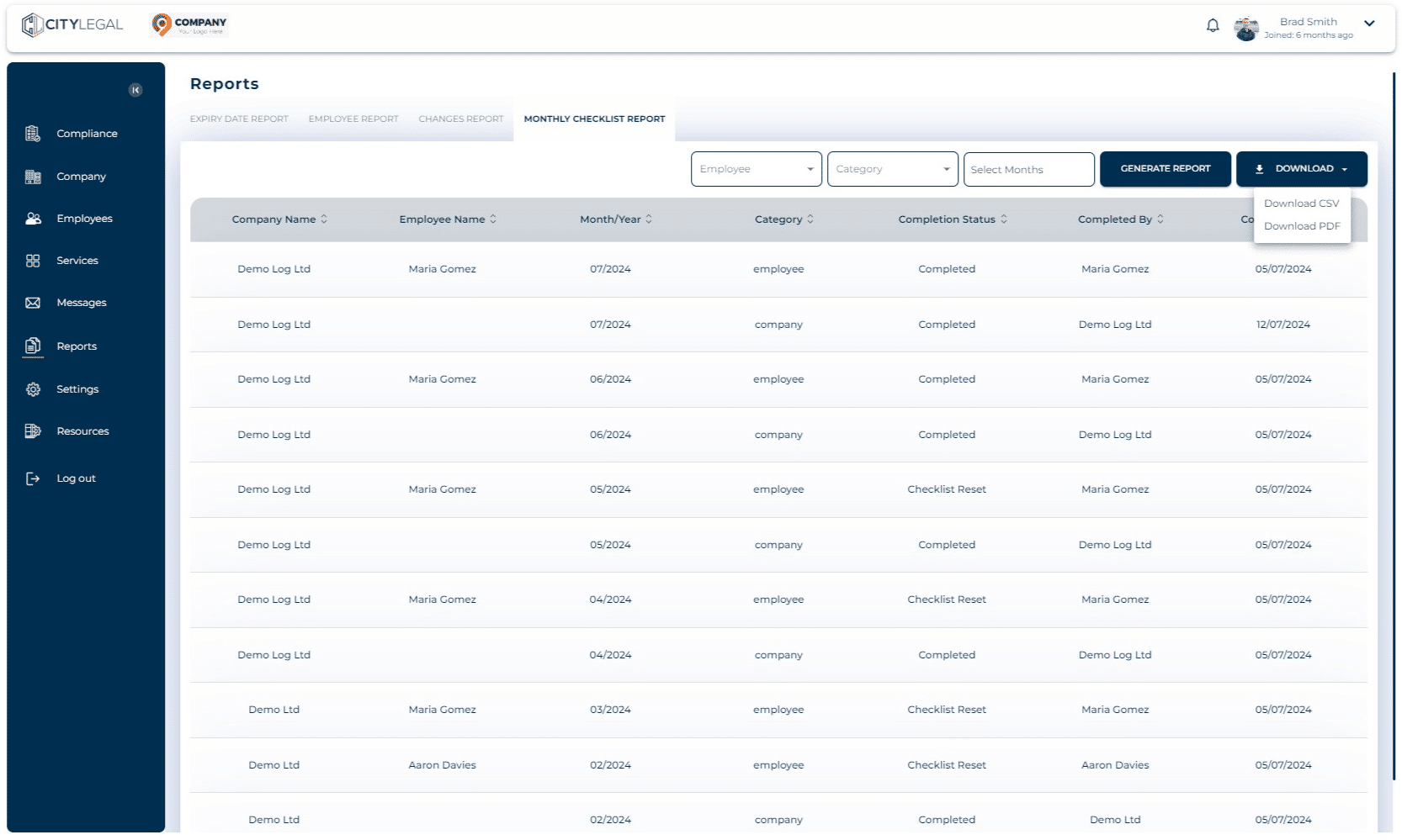 Click on "Download" which will give you two download options: PDF and CSV. This will save the file in your local system.