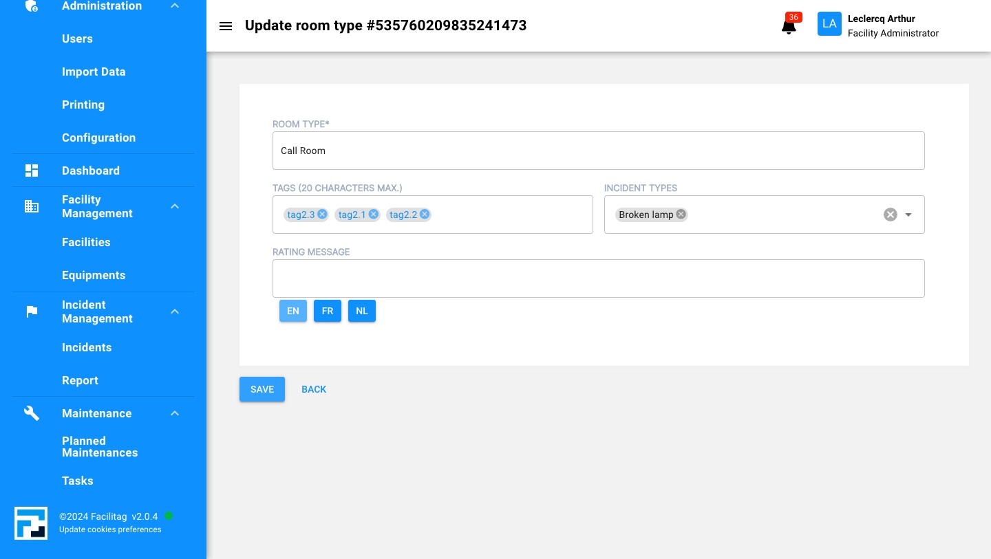 Update information and save them